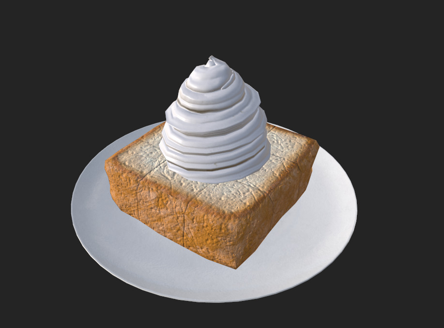 Honey brick toast Low-poly 3D model_2