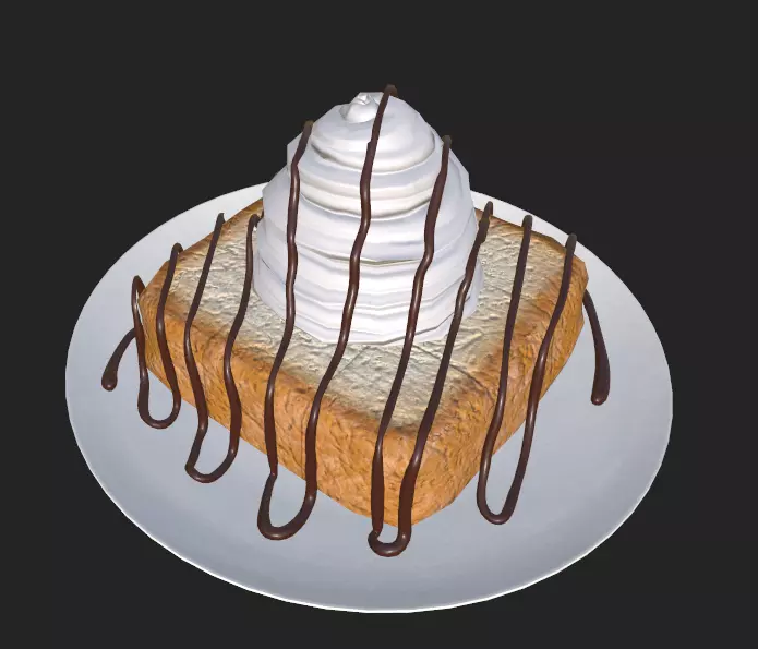 Honey brick toast Low-poly 3D model_0