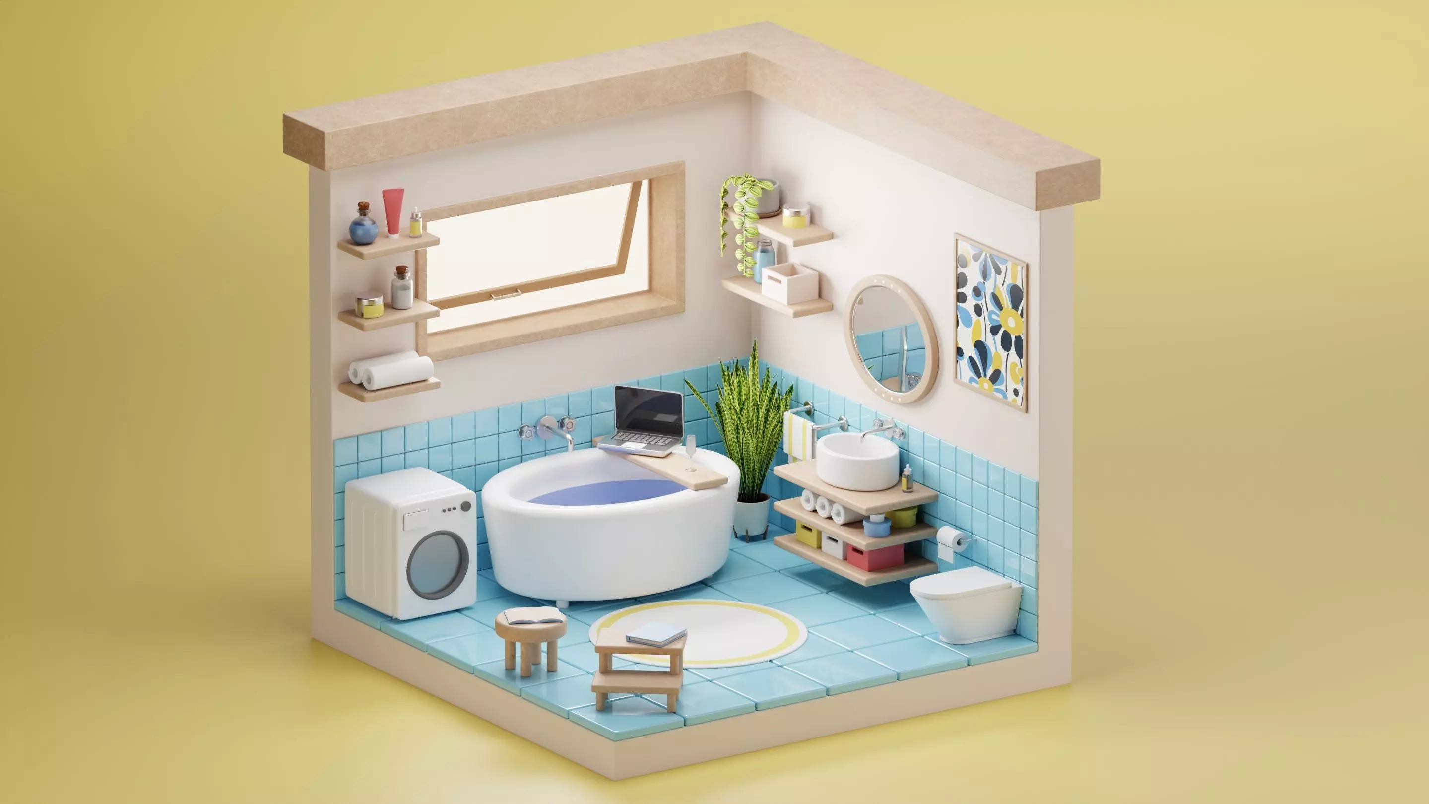 Bathroom isometric 3D model_0