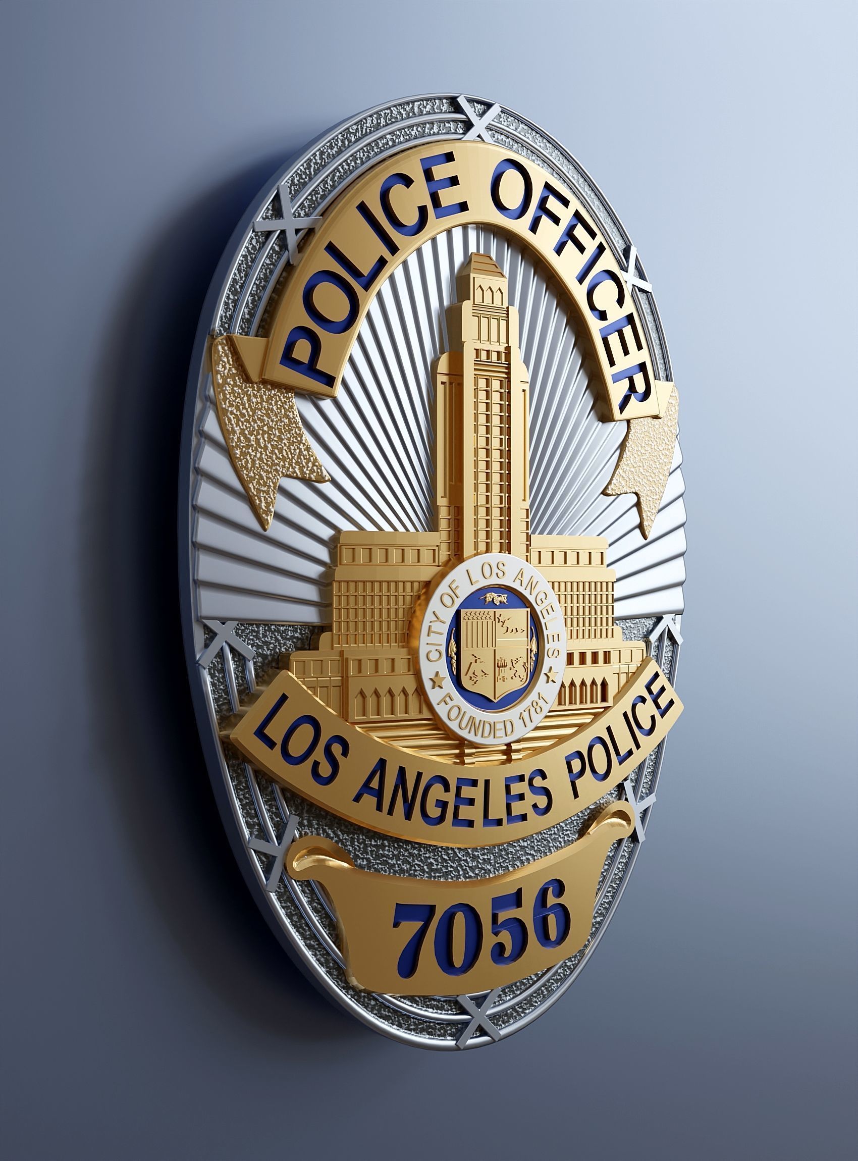 Los Angeles Police Officers Badge 3D model_1
