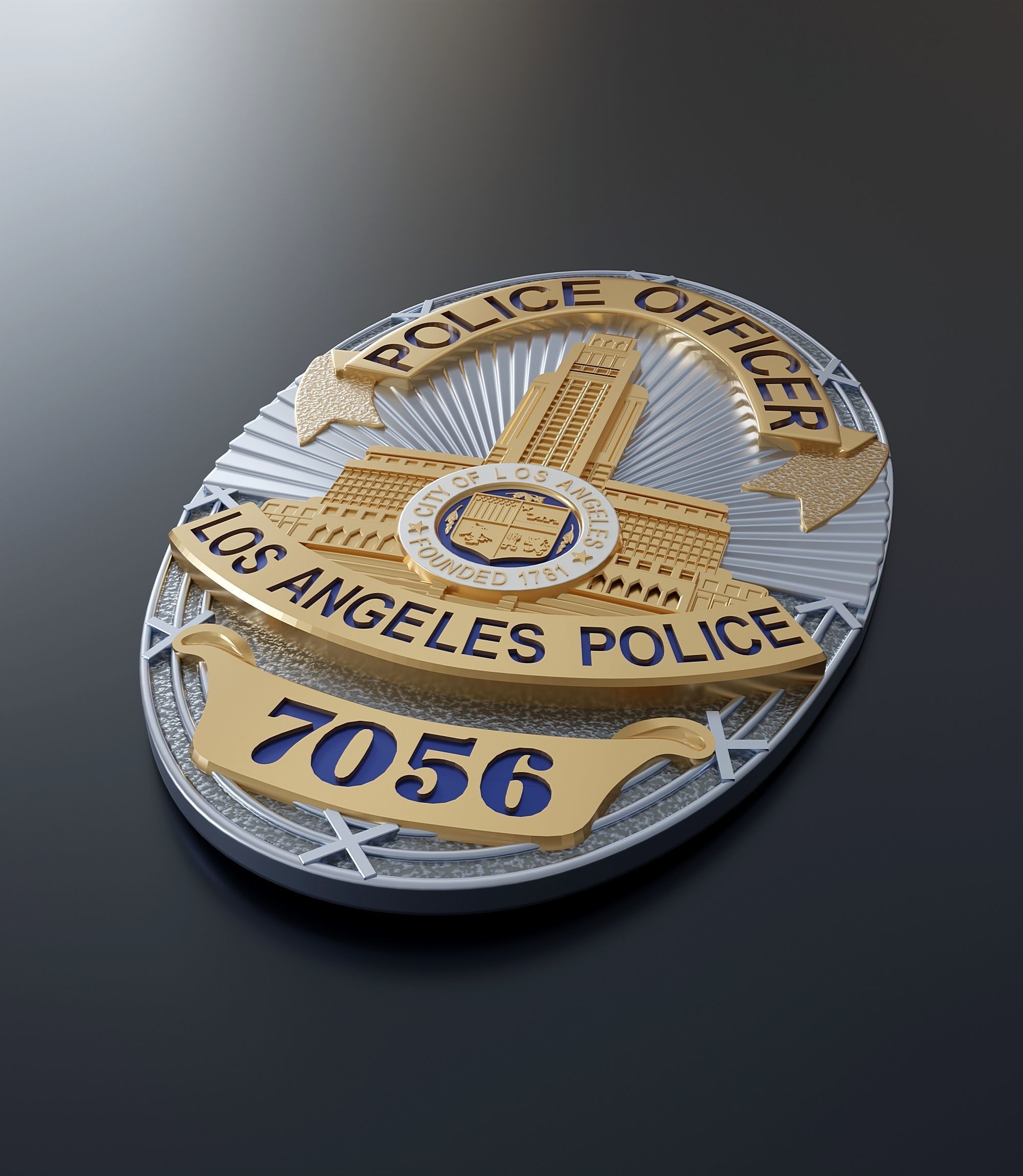 Los Angeles Police Officers Badge 3D model_2