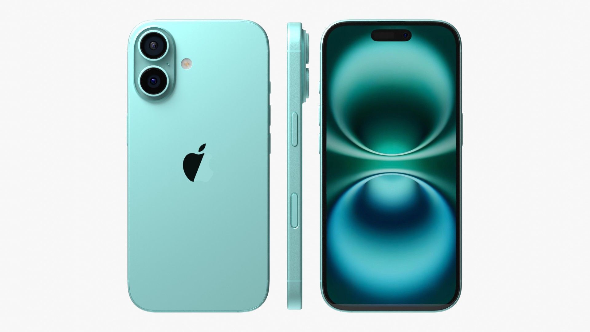 Apple iPhone 16 Teal 3D model_2