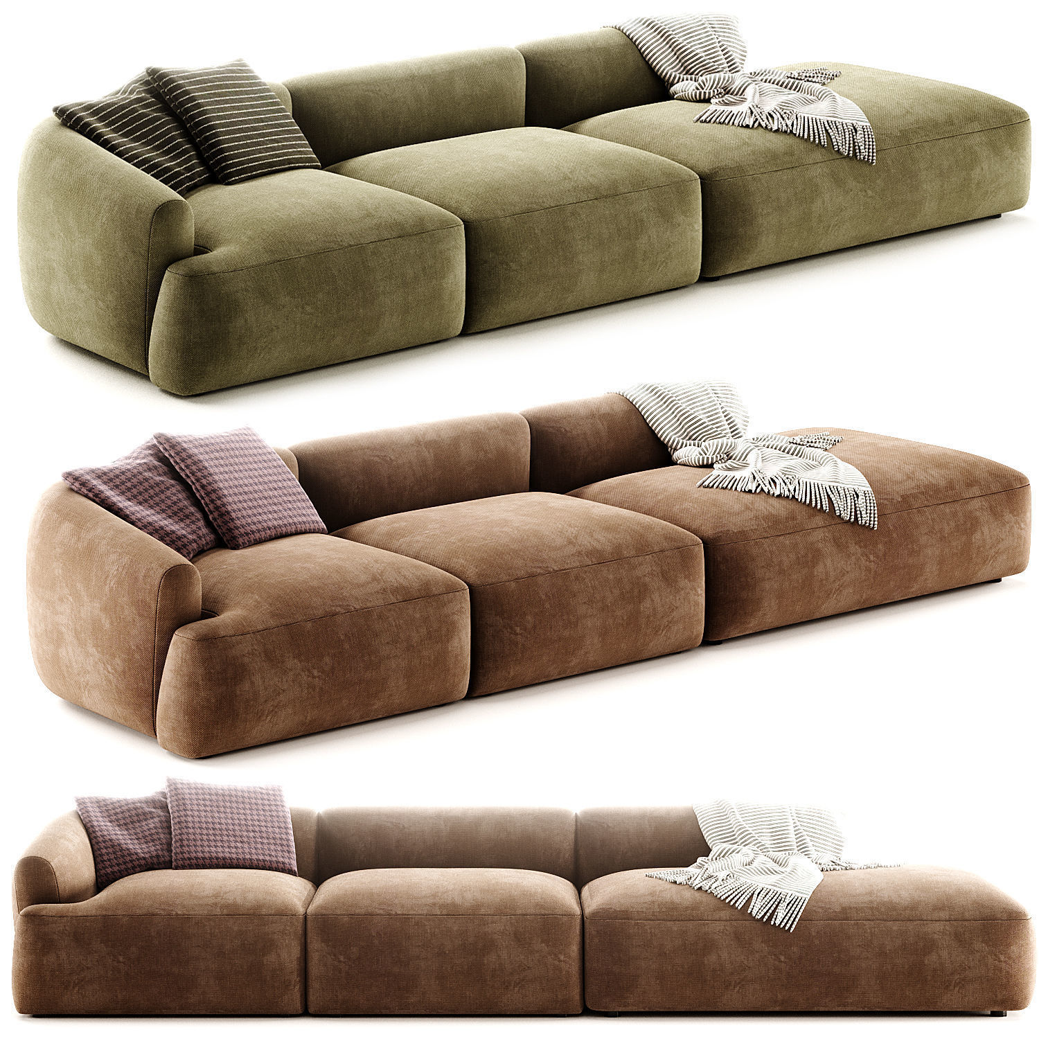 Chaise Longue XL componibile In Boucle Sofia 3D model_4