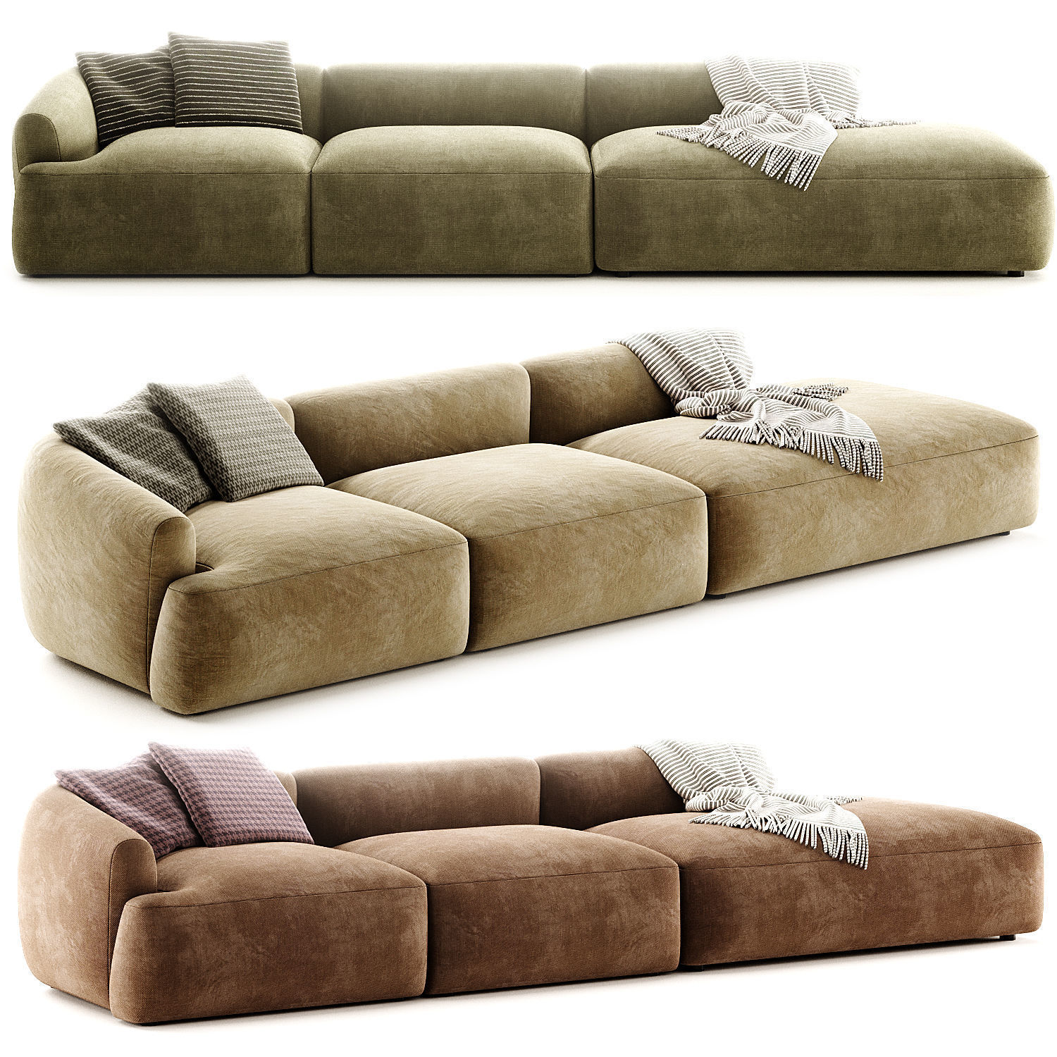 Chaise Longue XL componibile In Boucle Sofia 3D model_3