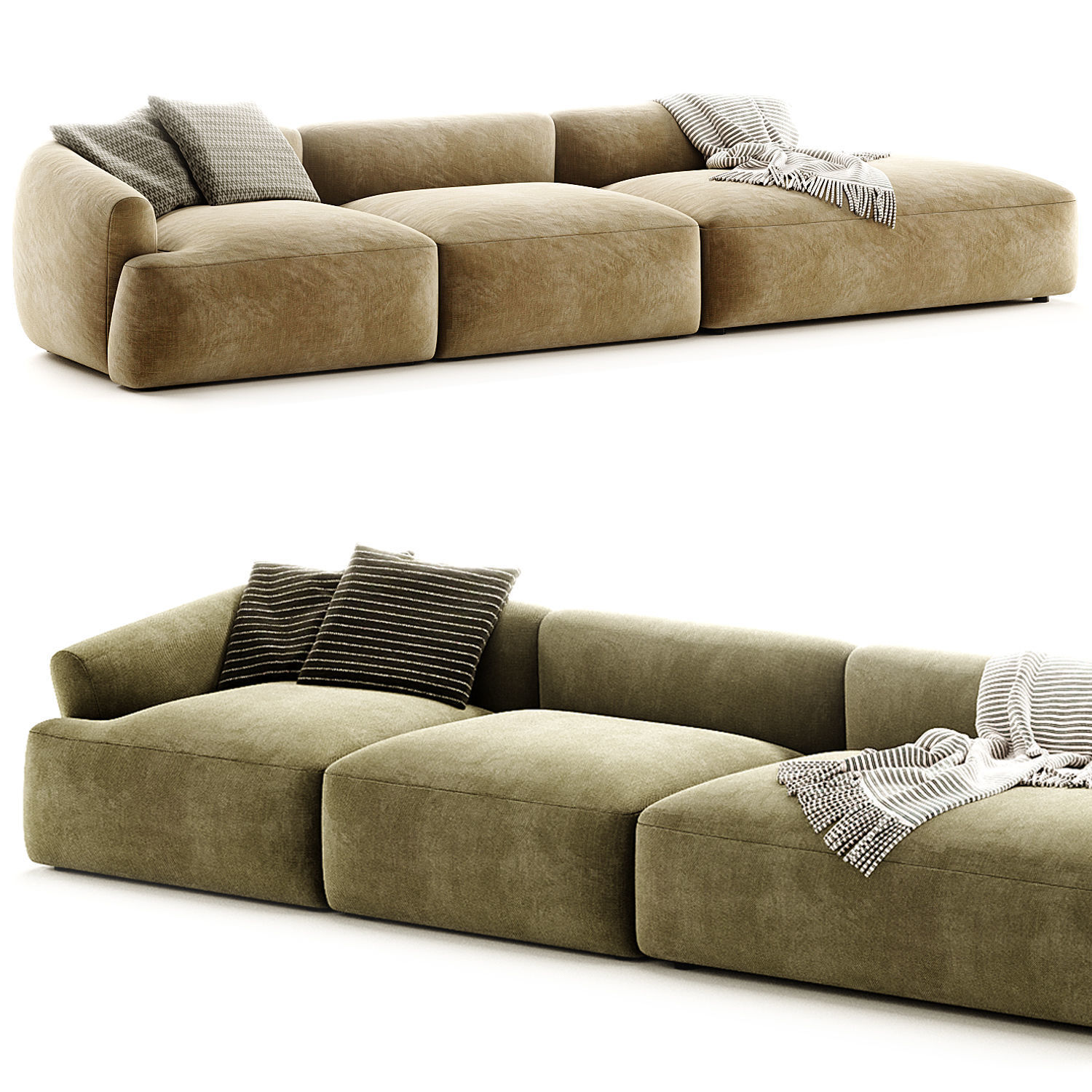 Chaise Longue XL componibile In Boucle Sofia 3D model_1