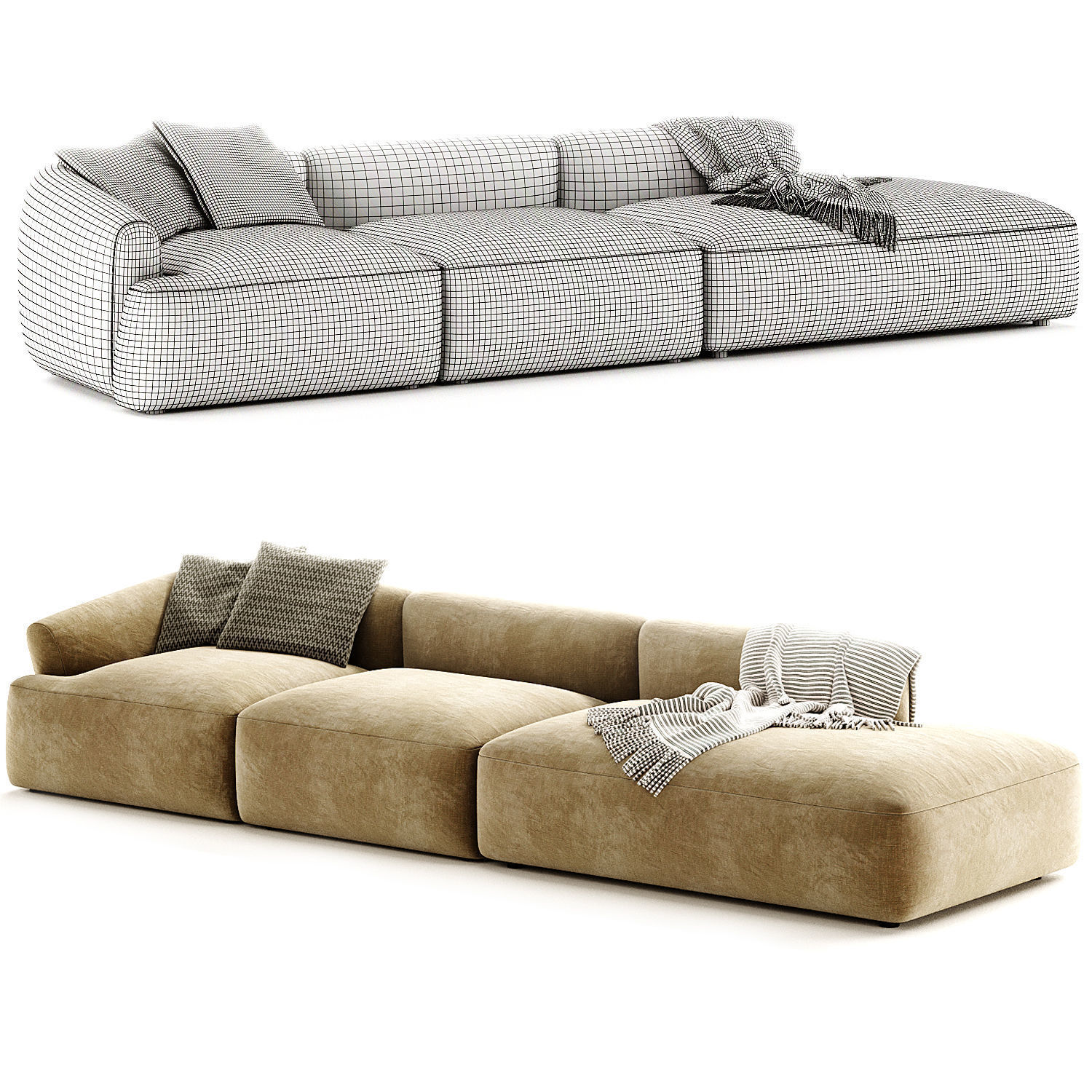 Chaise Longue XL componibile In Boucle Sofia 3D model_5