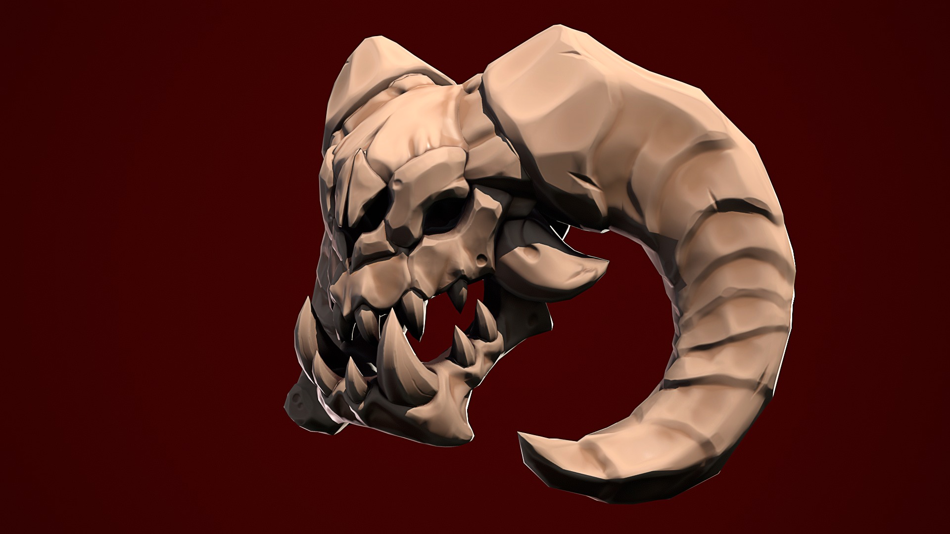 Stylized Skull Low-poly 3D model_3