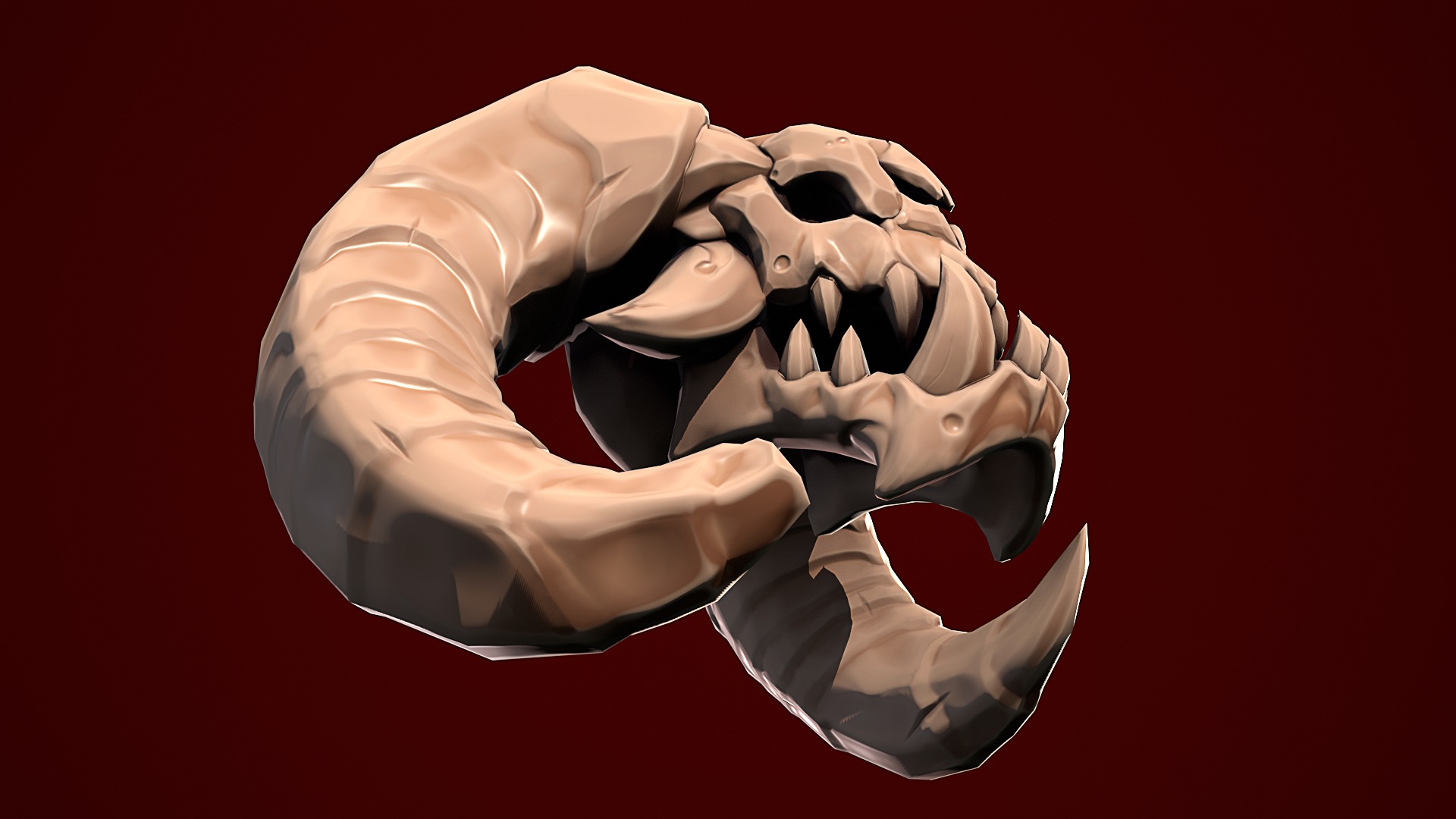 Stylized Skull Low-poly 3D model_4