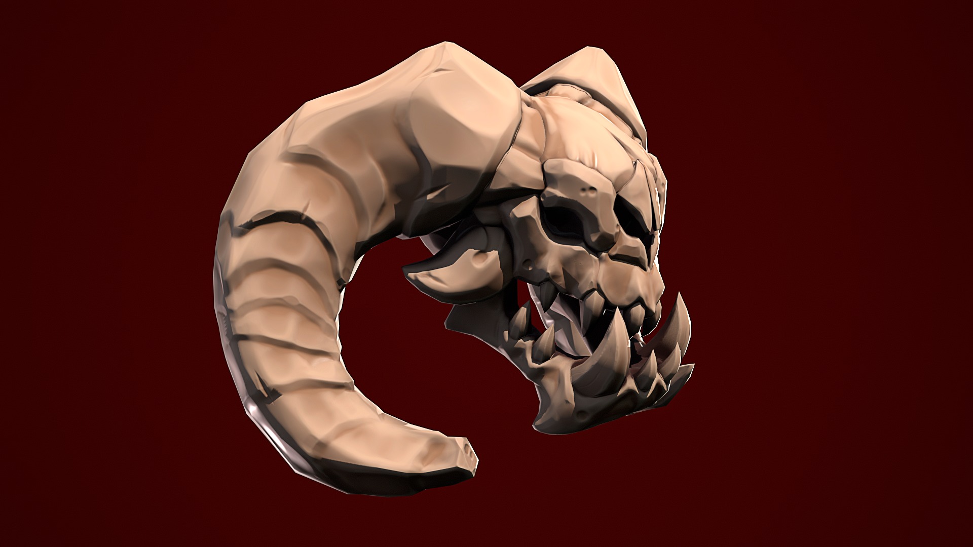 Stylized Skull Low-poly 3D model_1