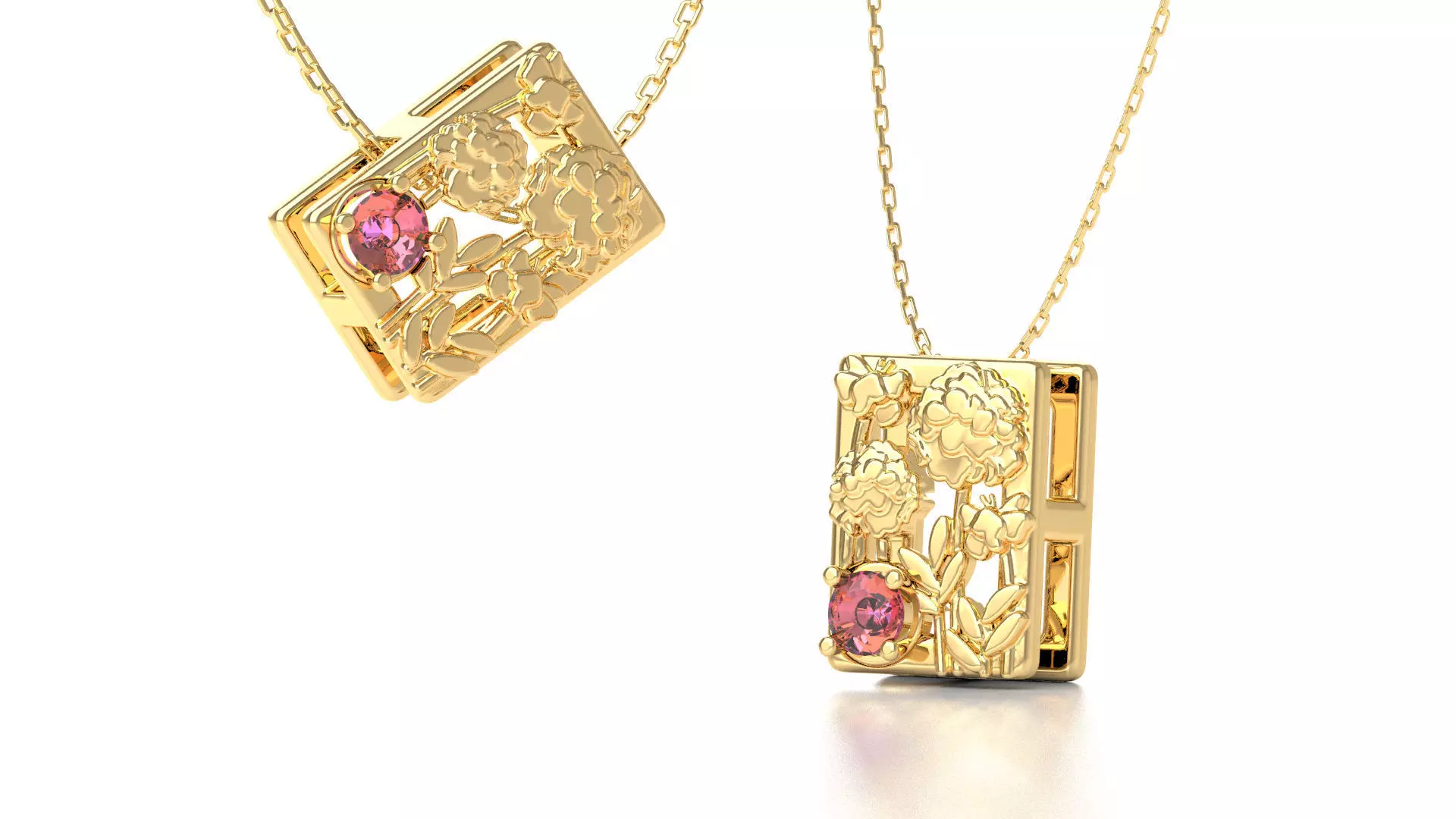 Birthflower Box Pendant October 3D print model_0