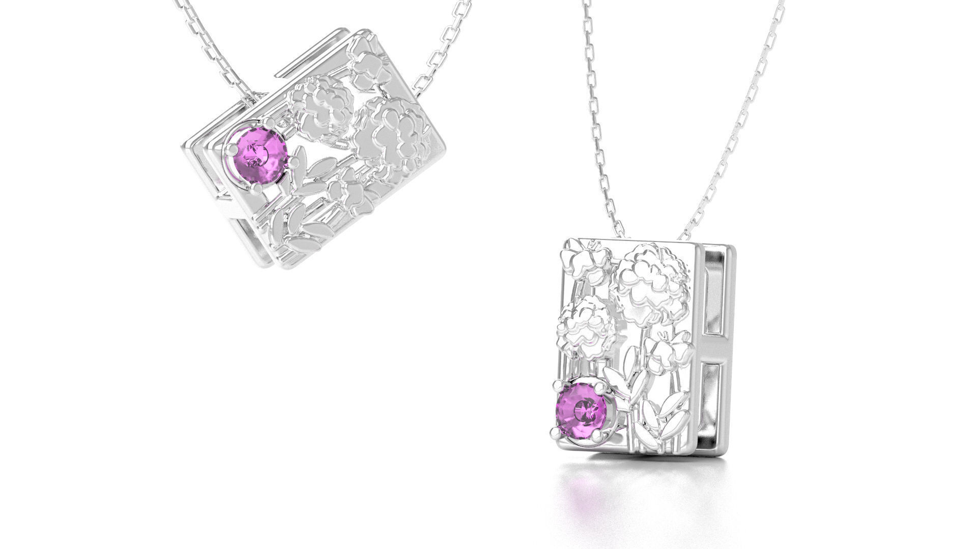 Birthflower Box Pendant October 3D print model_5