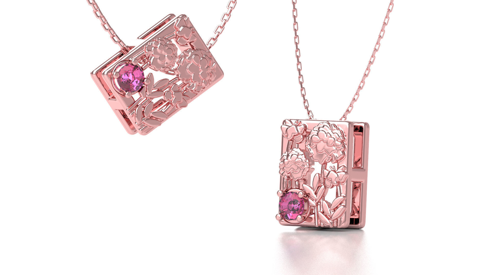 Birthflower Box Pendant October 3D print model_4