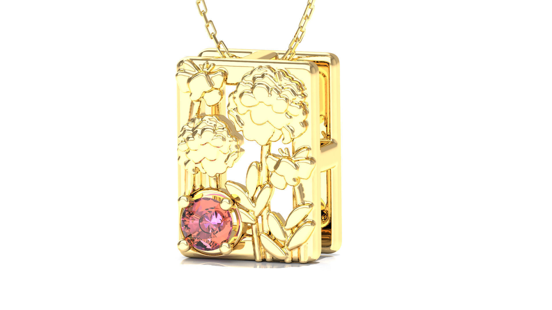 Birthflower Box Pendant October 3D print model_1