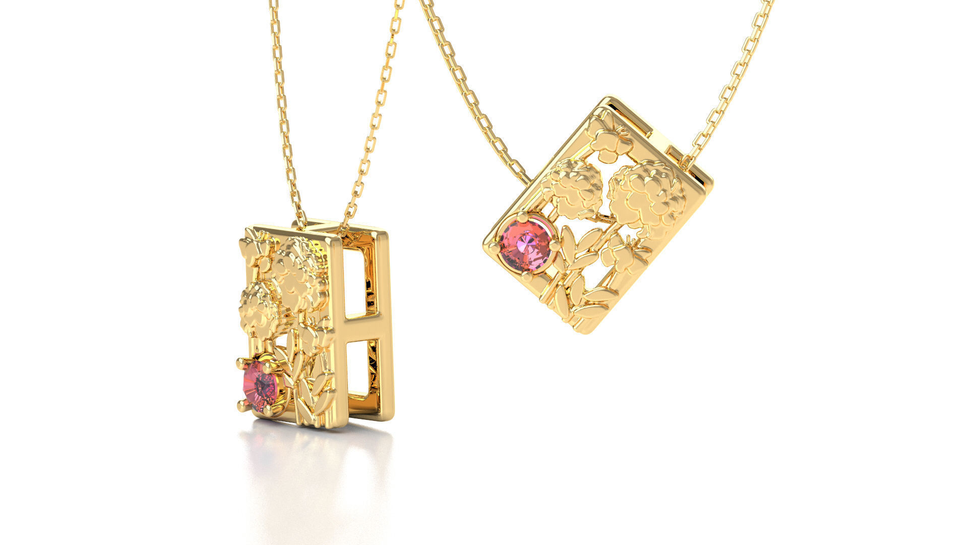 Birthflower Box Pendant October 3D print model_3