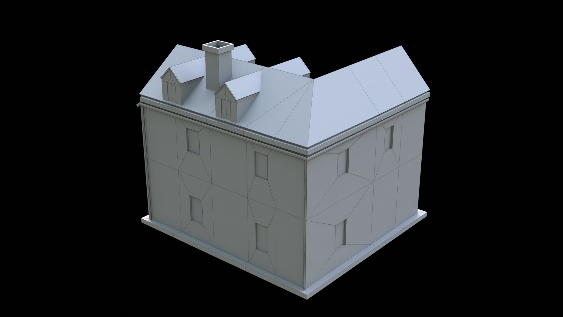 Suburban Building 2 Low-poly 3D model_9