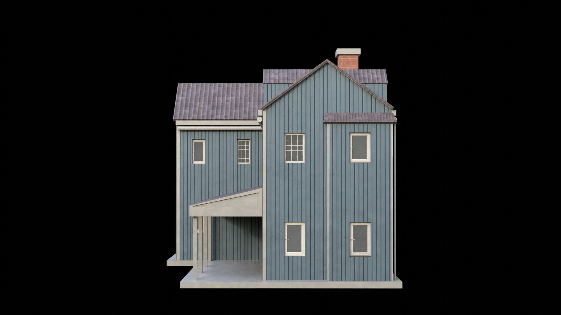 Suburban Building 2 Low-poly 3D model_4