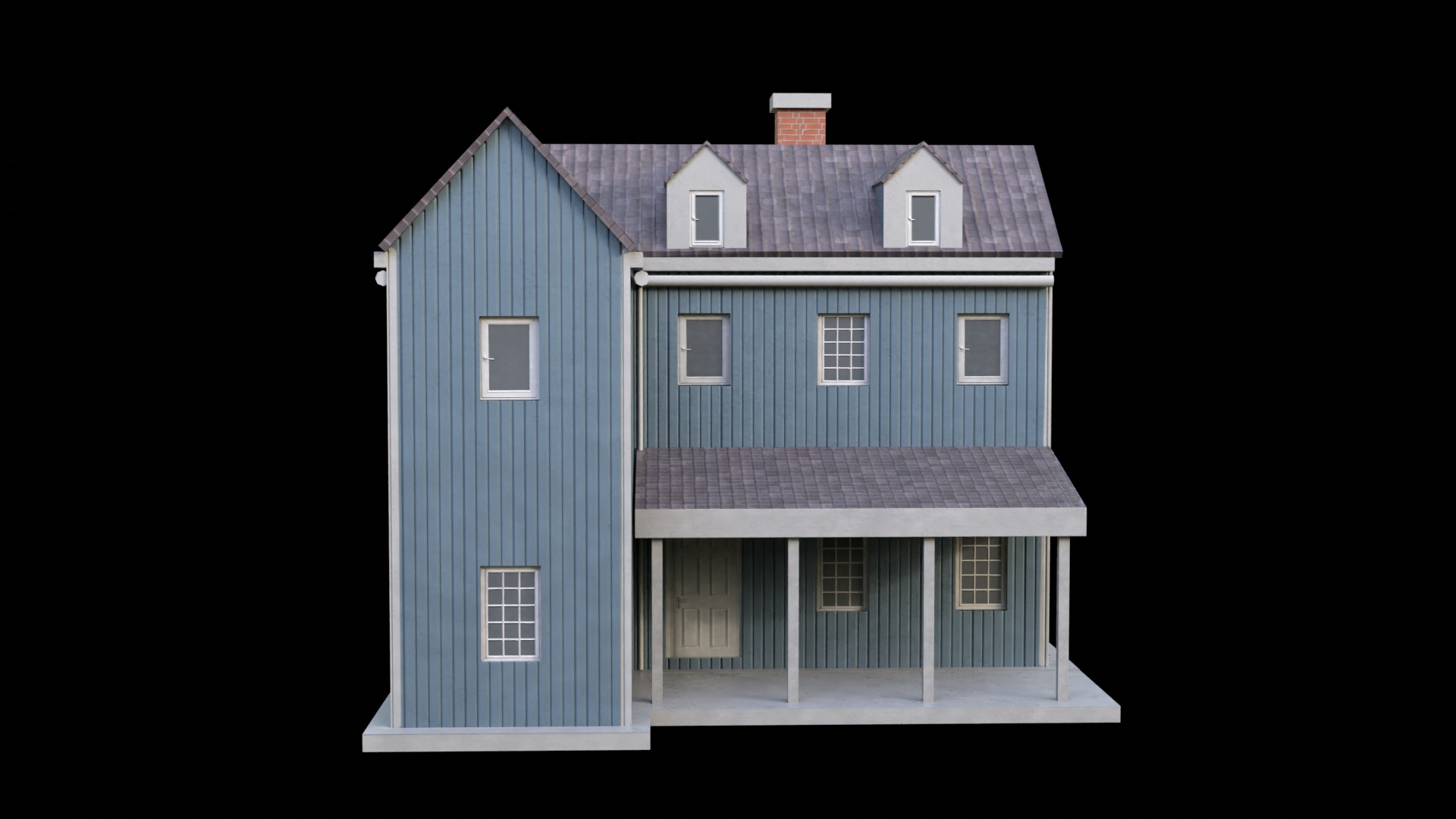 Suburban Building 2 Low-poly 3D model_7