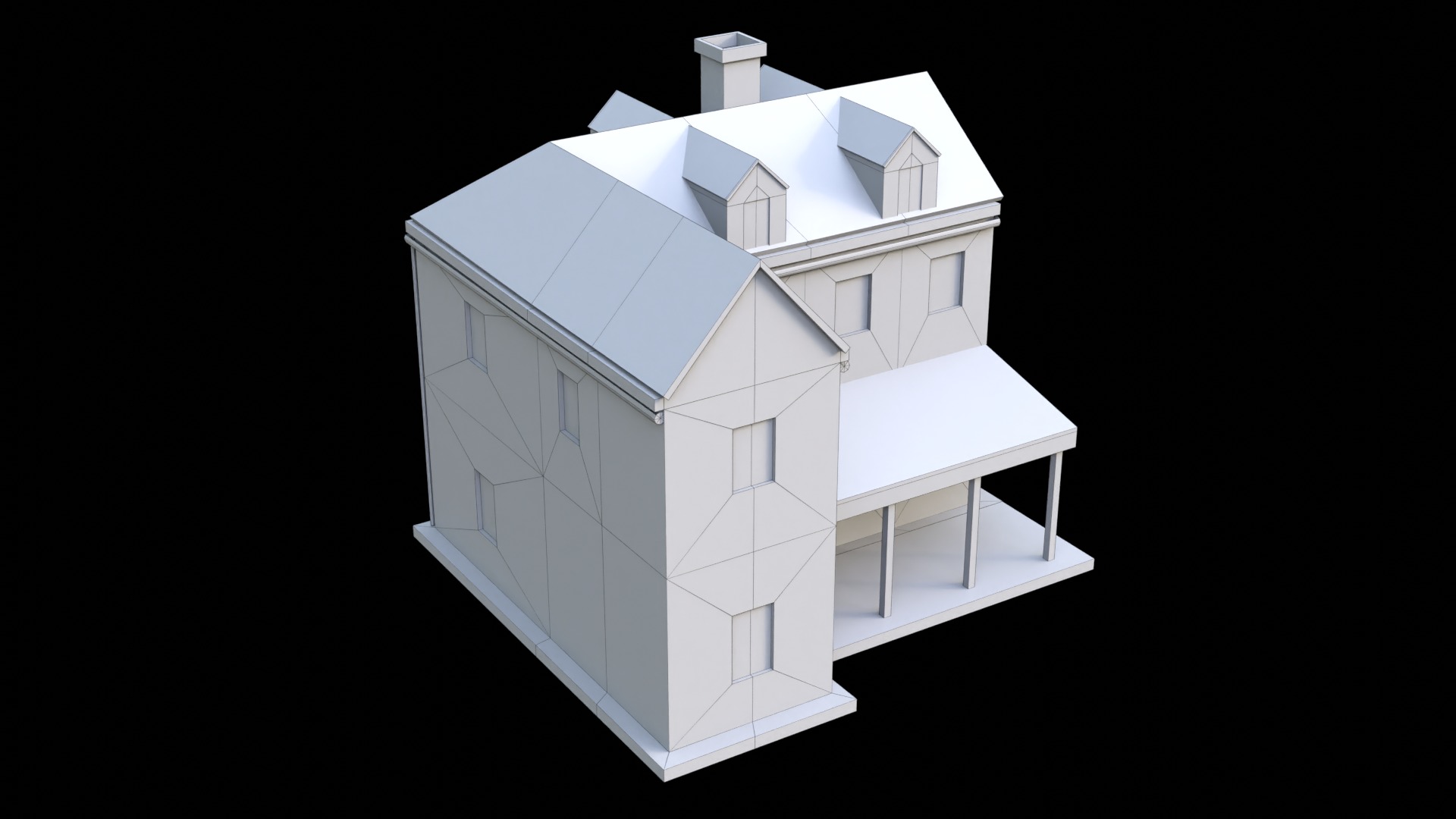 Suburban Building 2 Low-poly 3D model_8