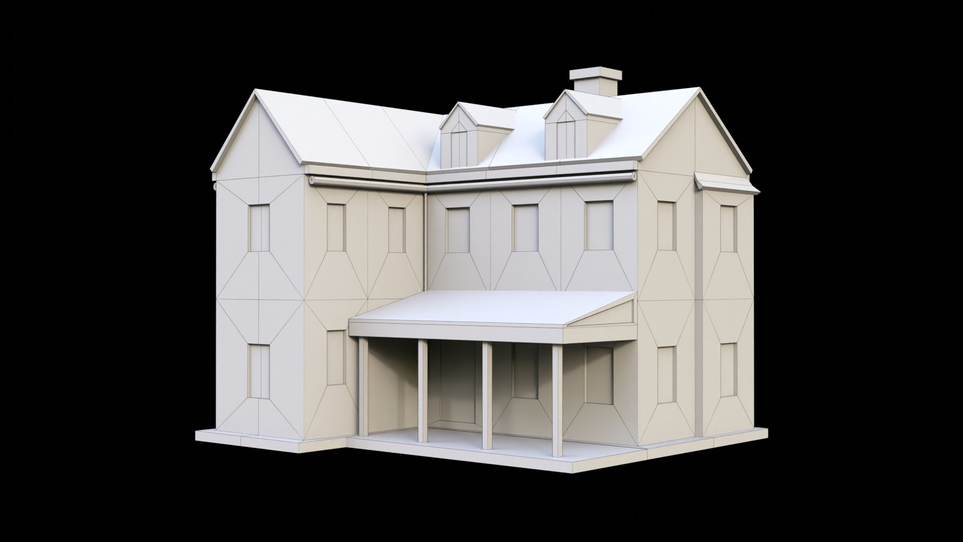 Suburban Building 2 Low-poly 3D model_3