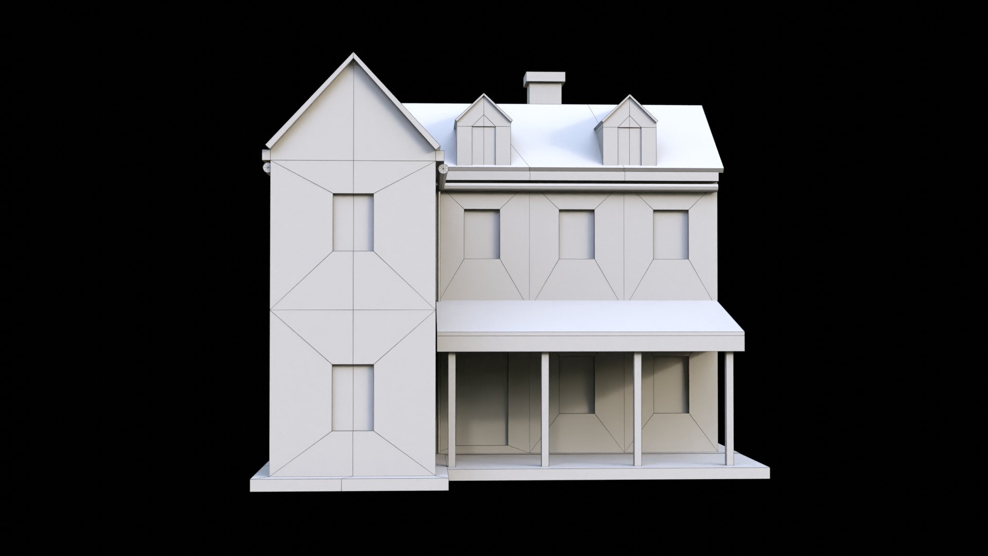 Suburban Building 2 Low-poly 3D model_11
