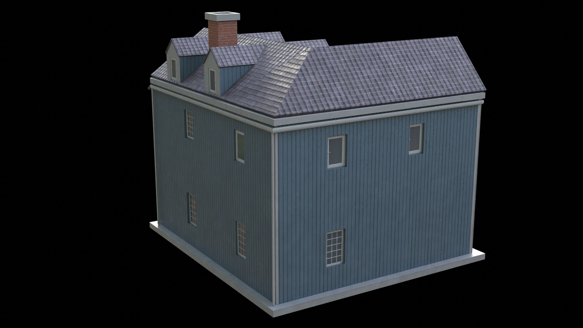Suburban Building 2 Low-poly 3D model_6