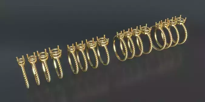 Lightweight rings with round settings