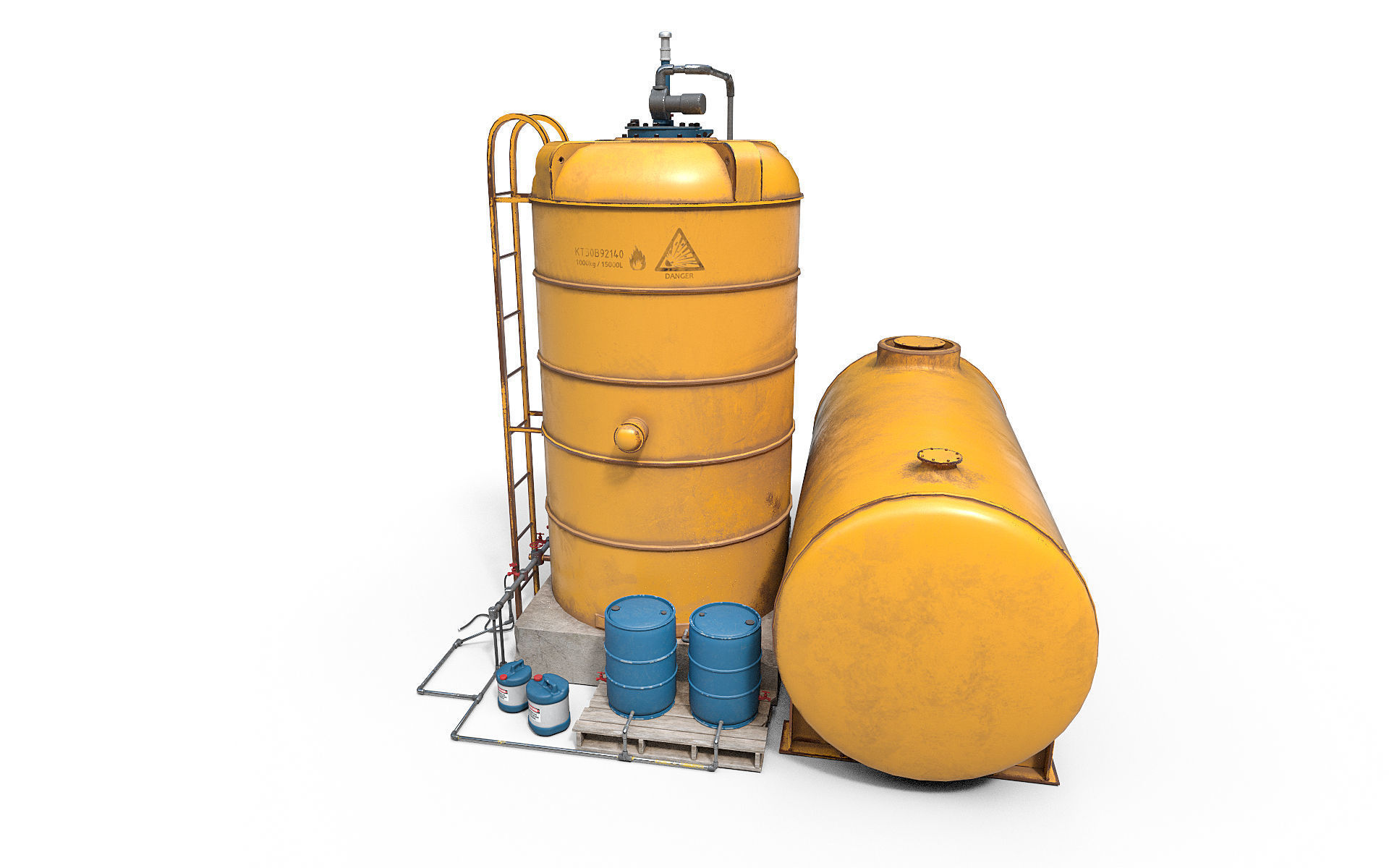 Industrial tank Low-poly 3D model_7
