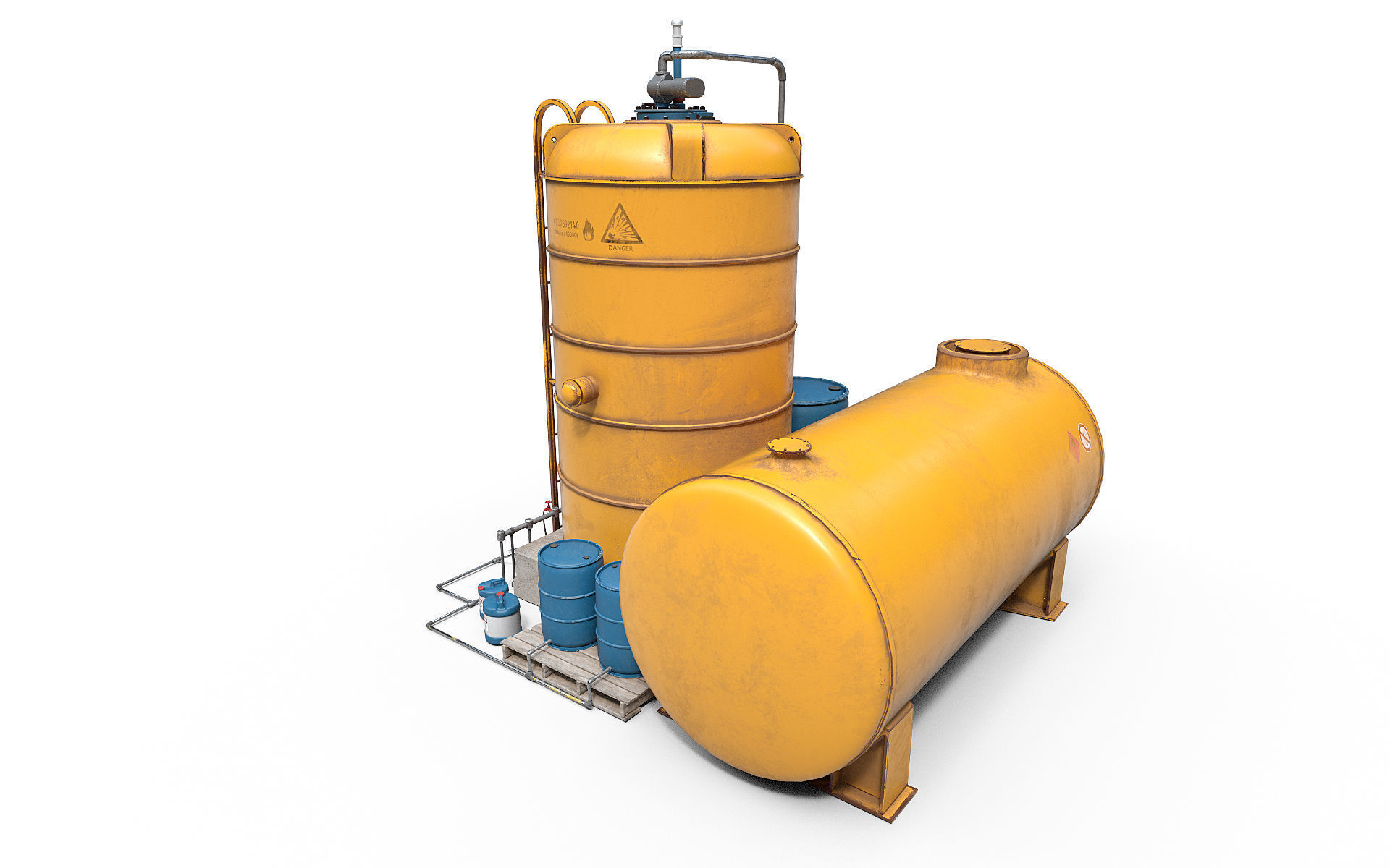 Industrial tank Low-poly 3D model_6