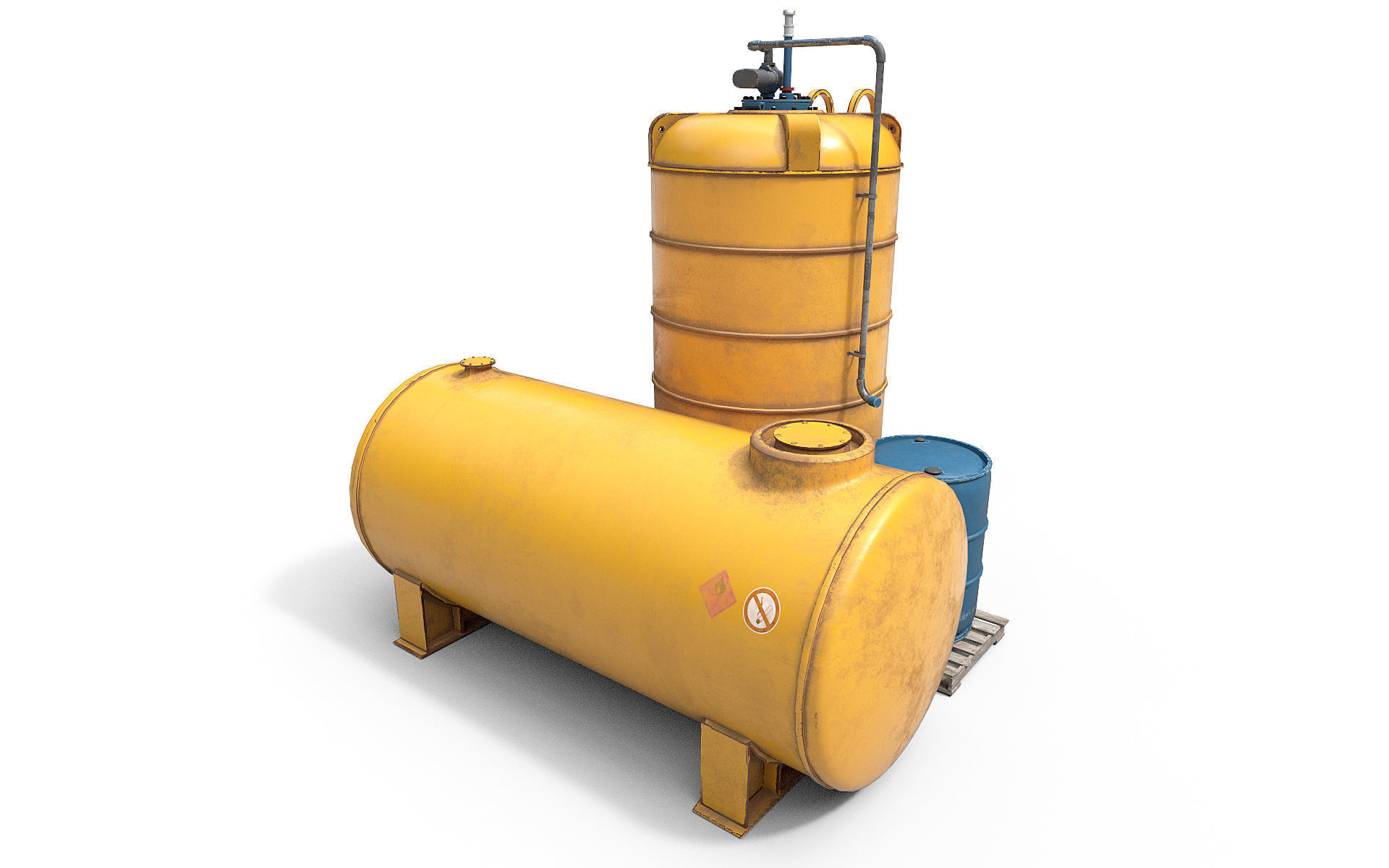 Industrial tank Low-poly 3D model_4