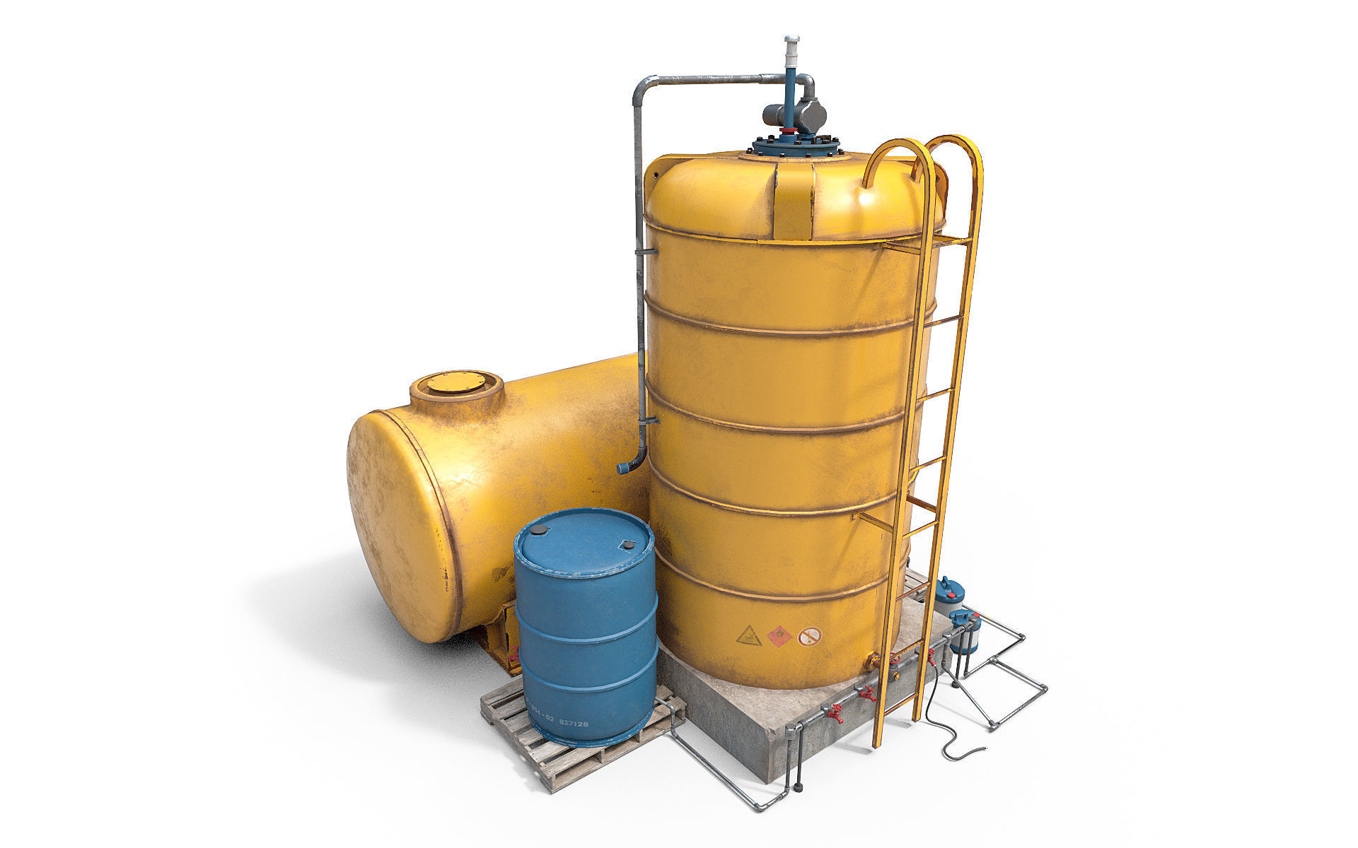 Industrial tank Low-poly 3D model_2