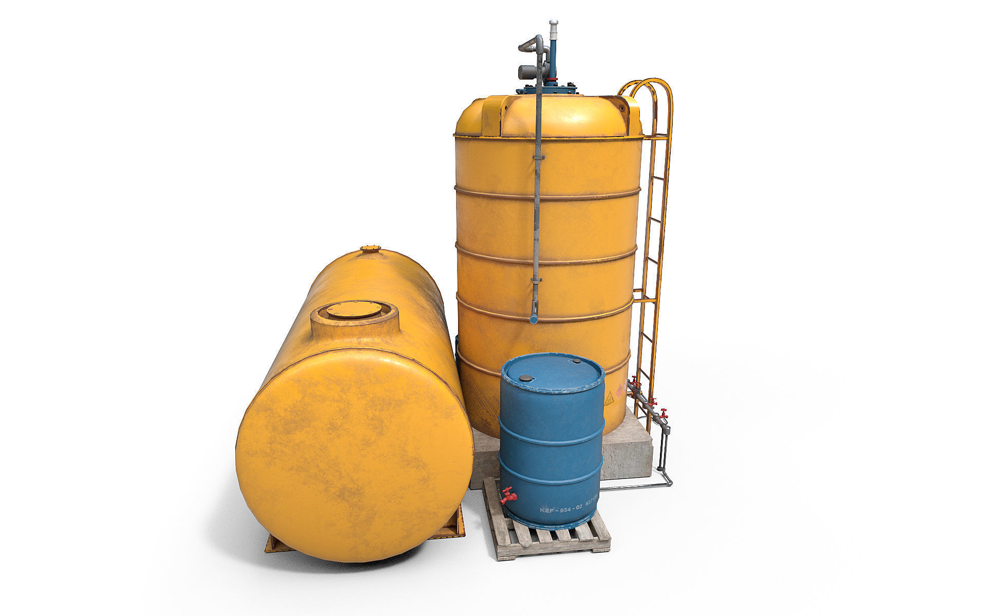 Industrial tank Low-poly 3D model_3