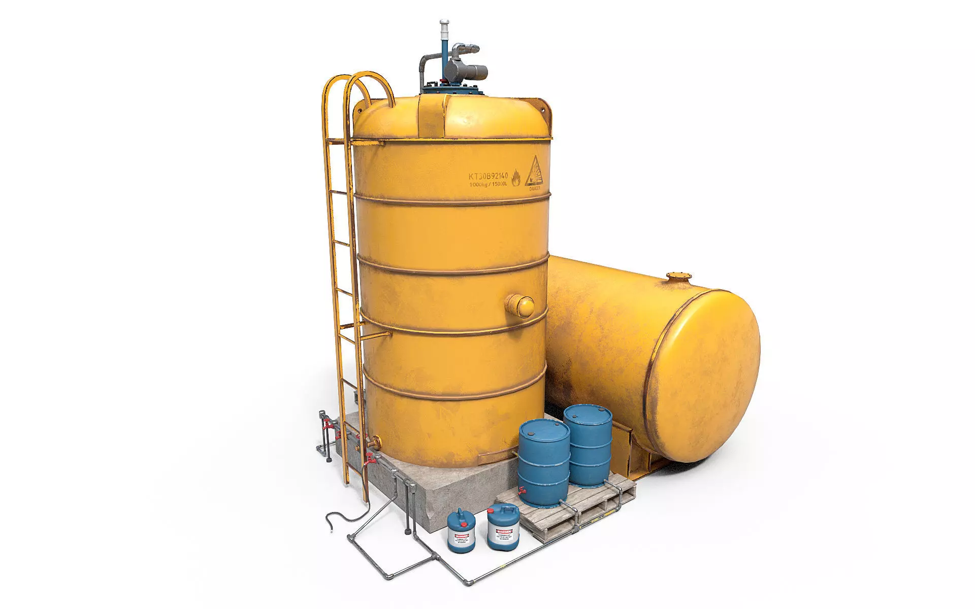 Industrial tank Low-poly 3D model_0