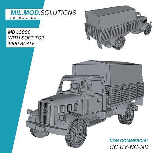 Mercedes Benz L 3000 mit Verdeck WW2 3D print model