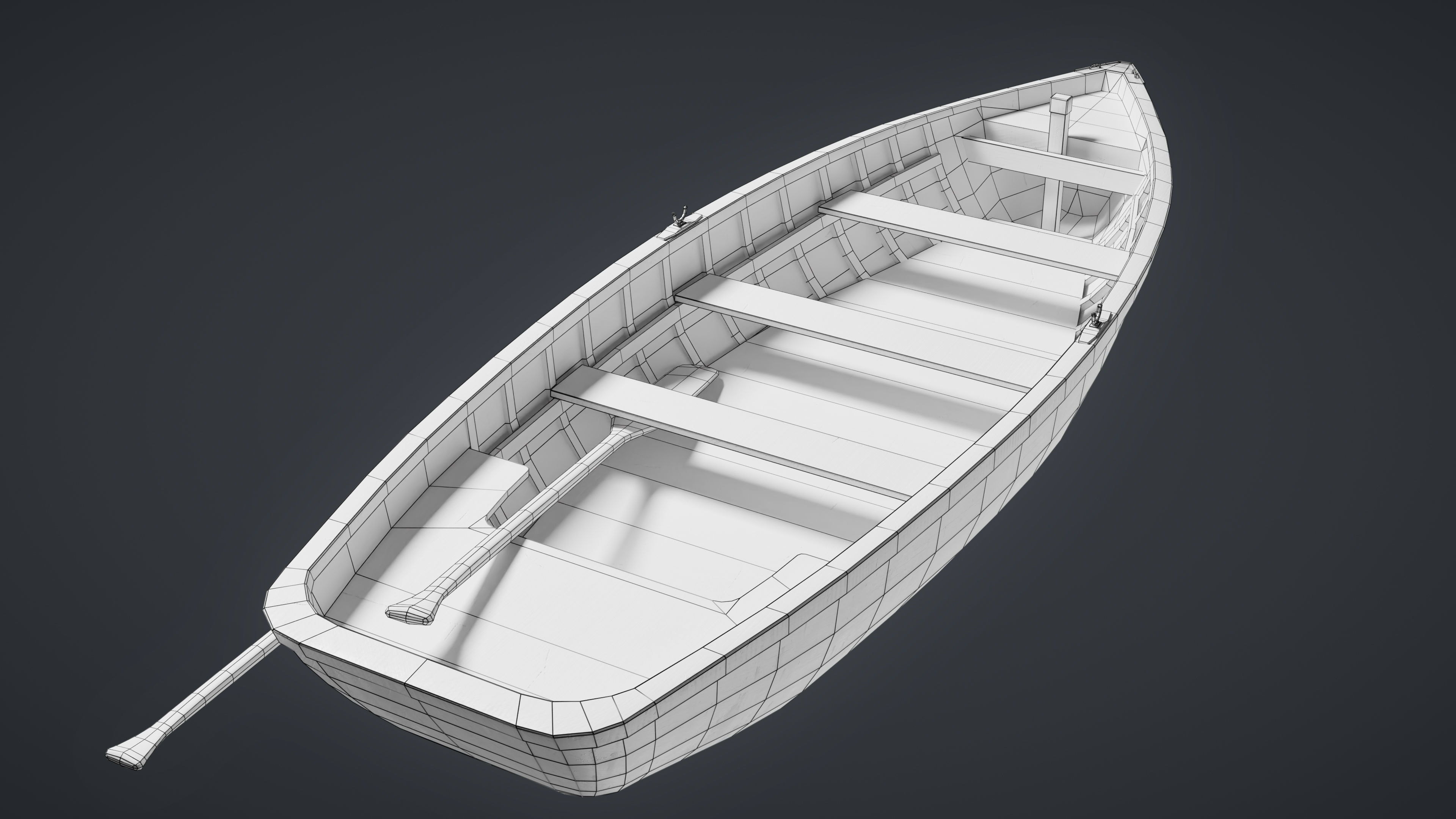 Wooden Boat Game Ready Low-poly 3D Model Low-poly 3D model_6