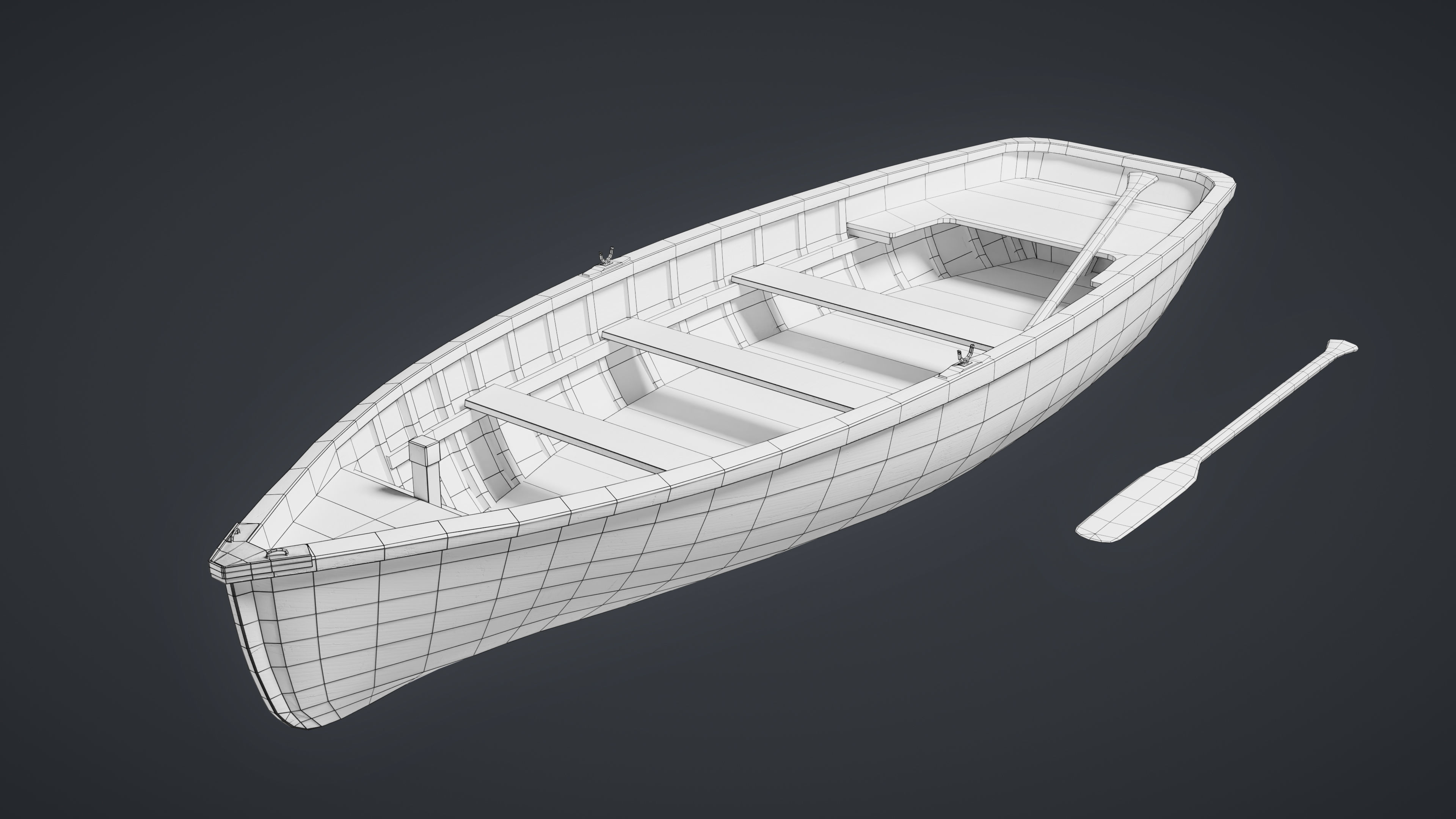 Wooden Boat Game Ready Low-poly 3D Model Low-poly 3D model_5