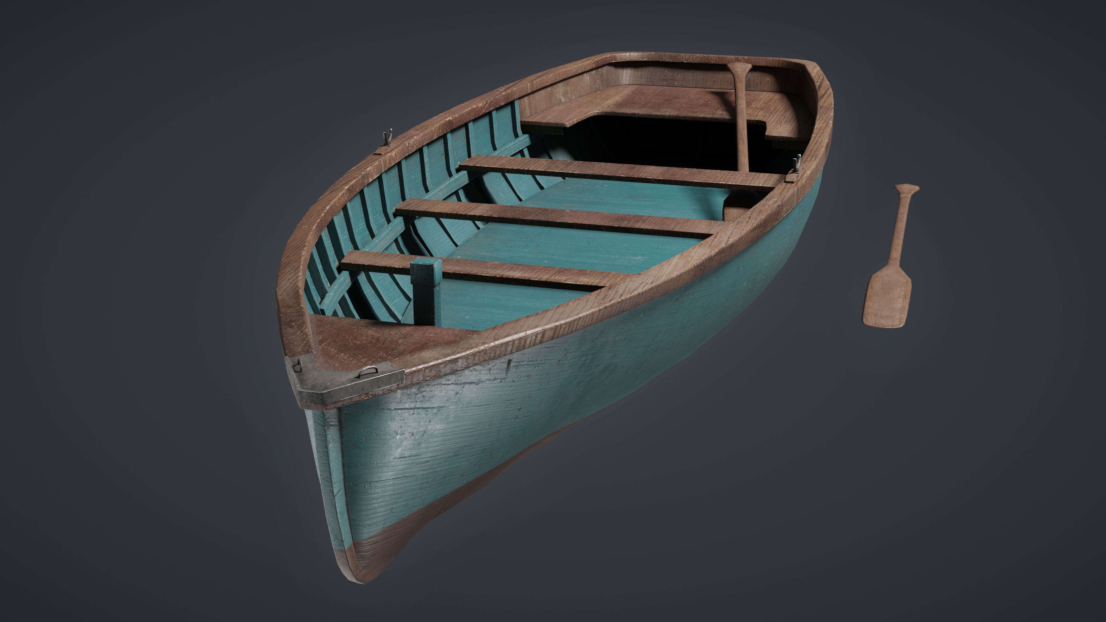 Wooden Boat Game Ready Low-poly 3D Model Low-poly 3D model_2