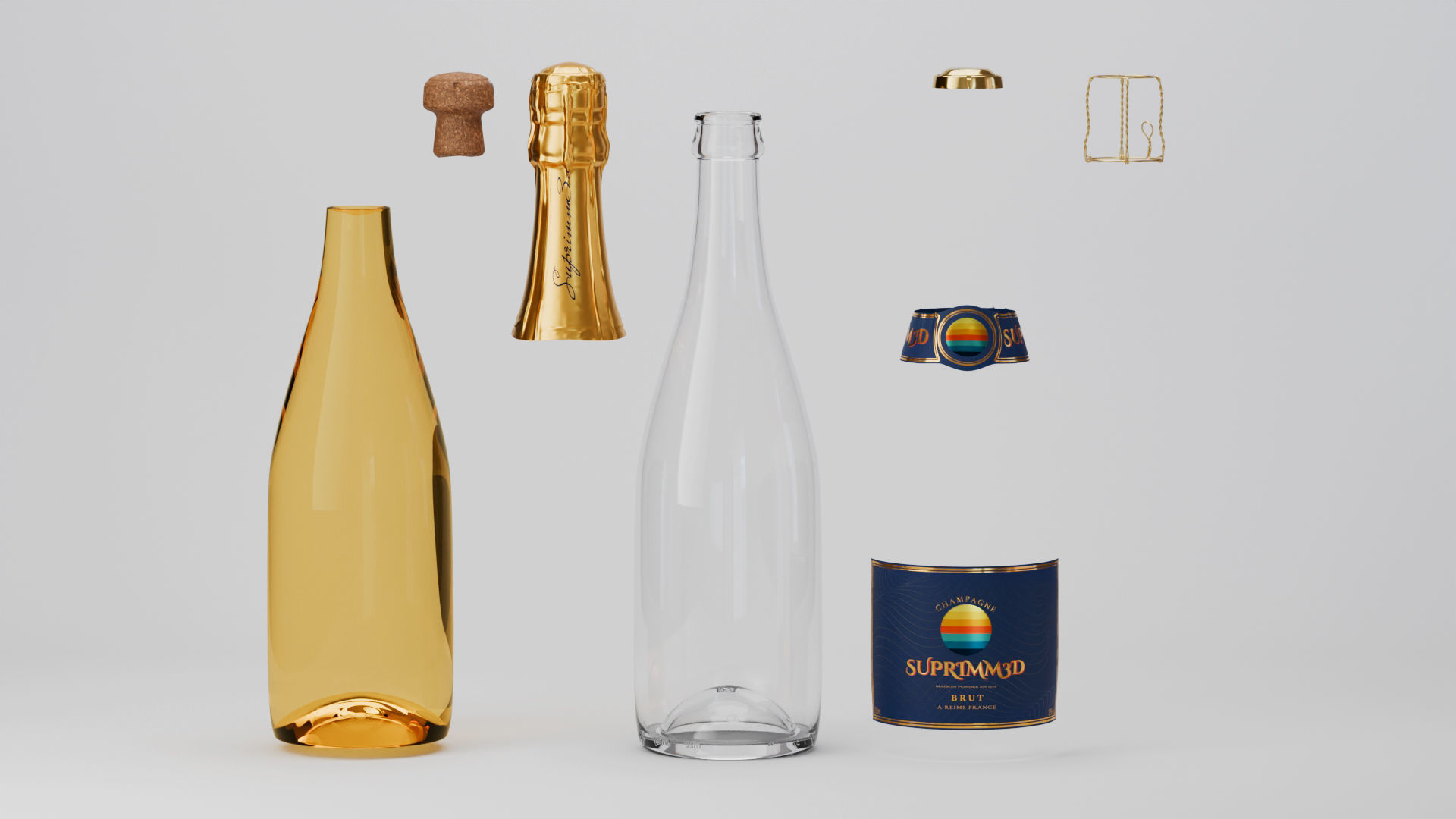 Champagne Bottle 3D model_17