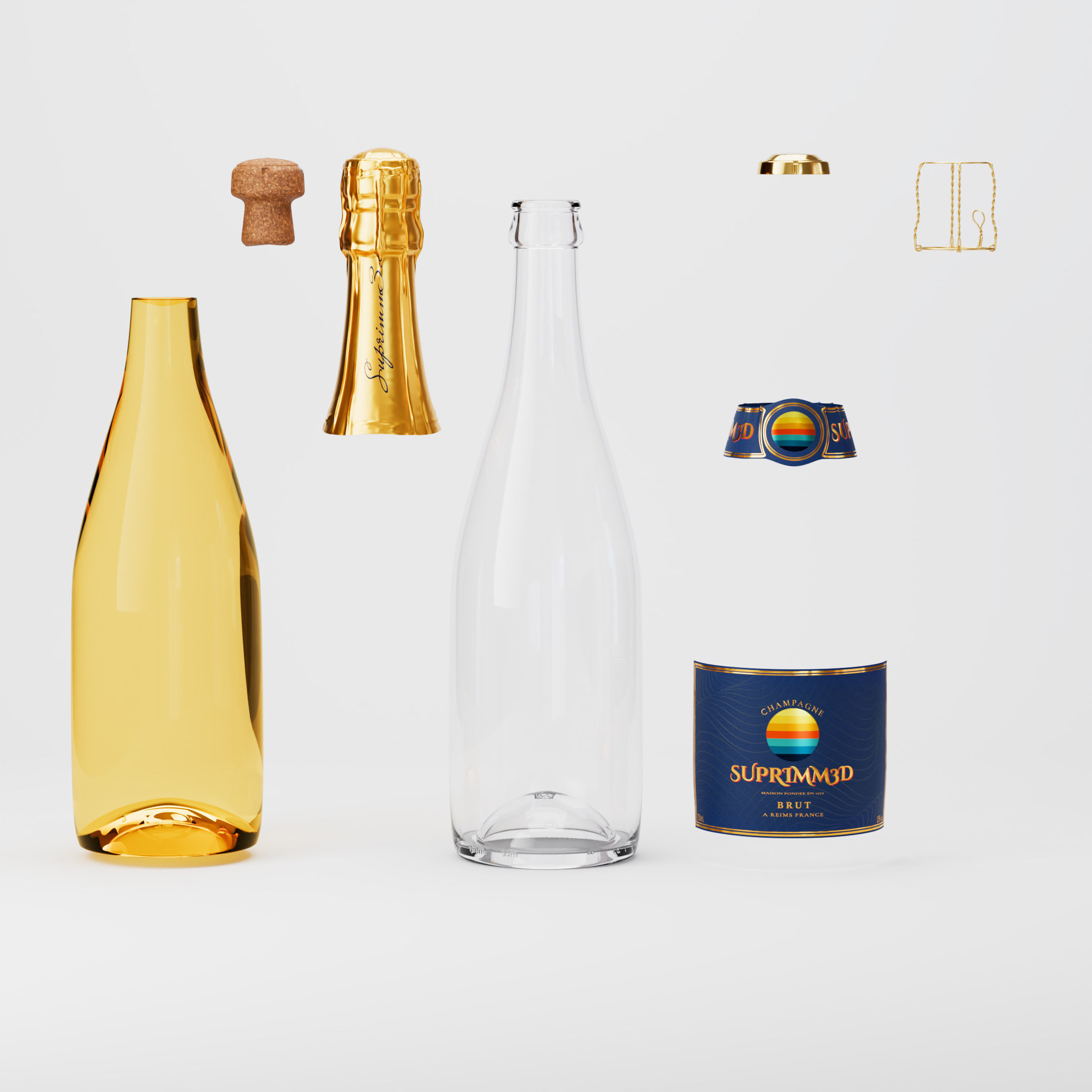 Champagne Bottle 3D model_1