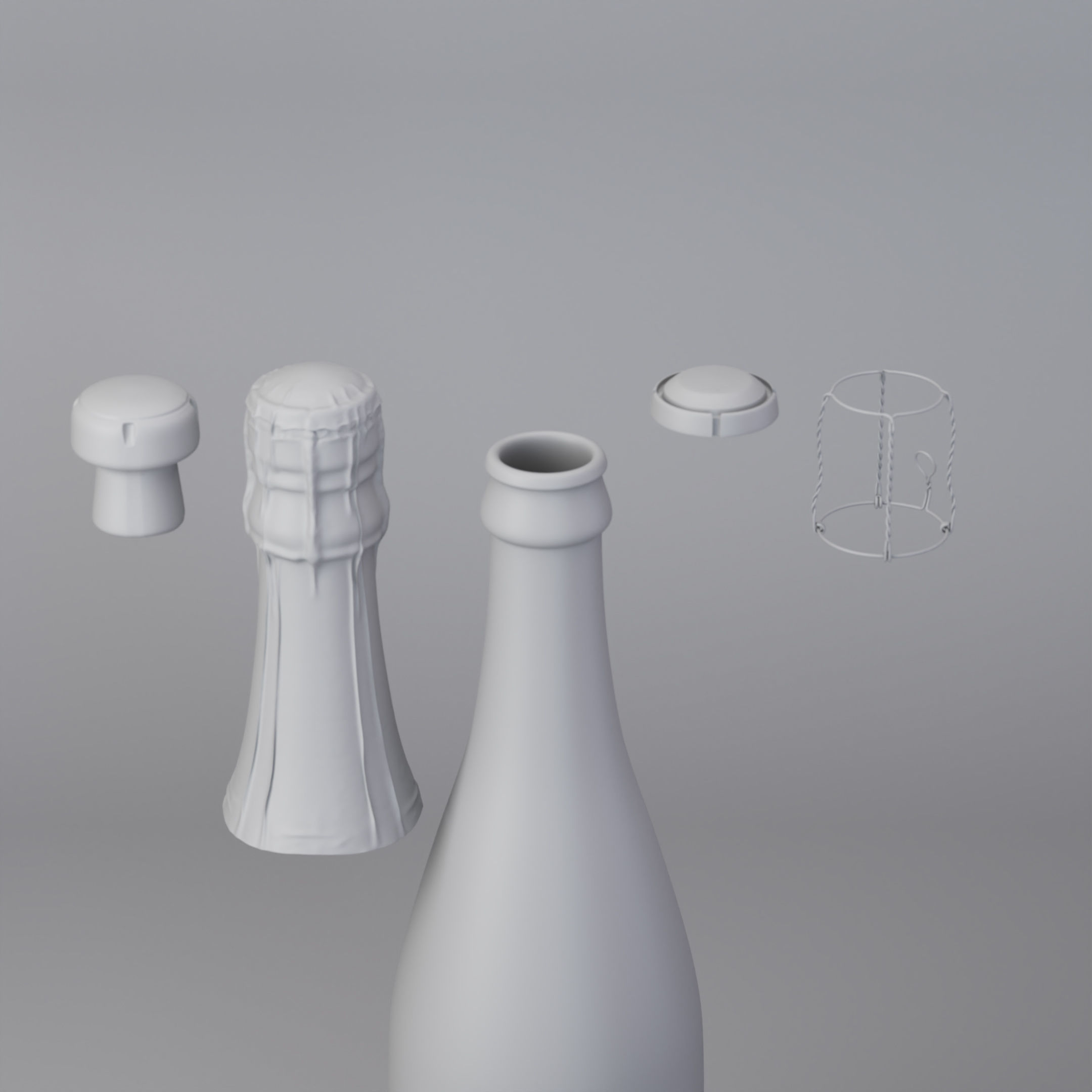Champagne Bottle 3D model_5