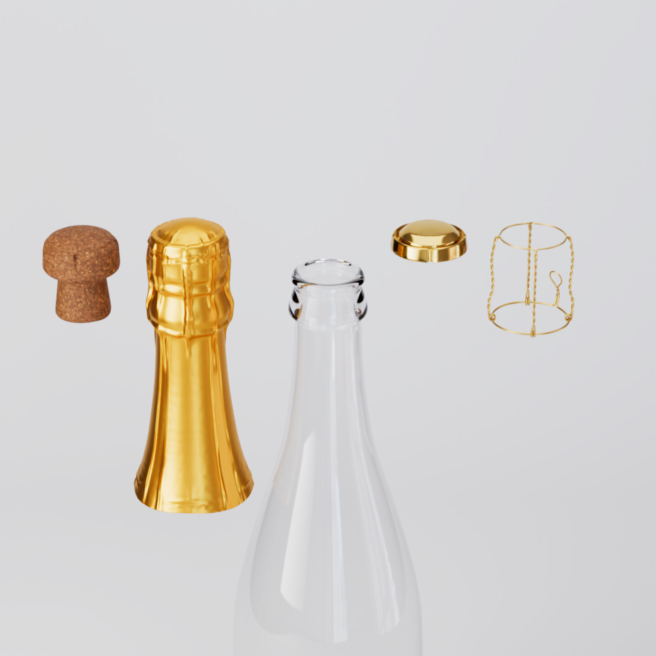 Champagne Bottle 3D model_2