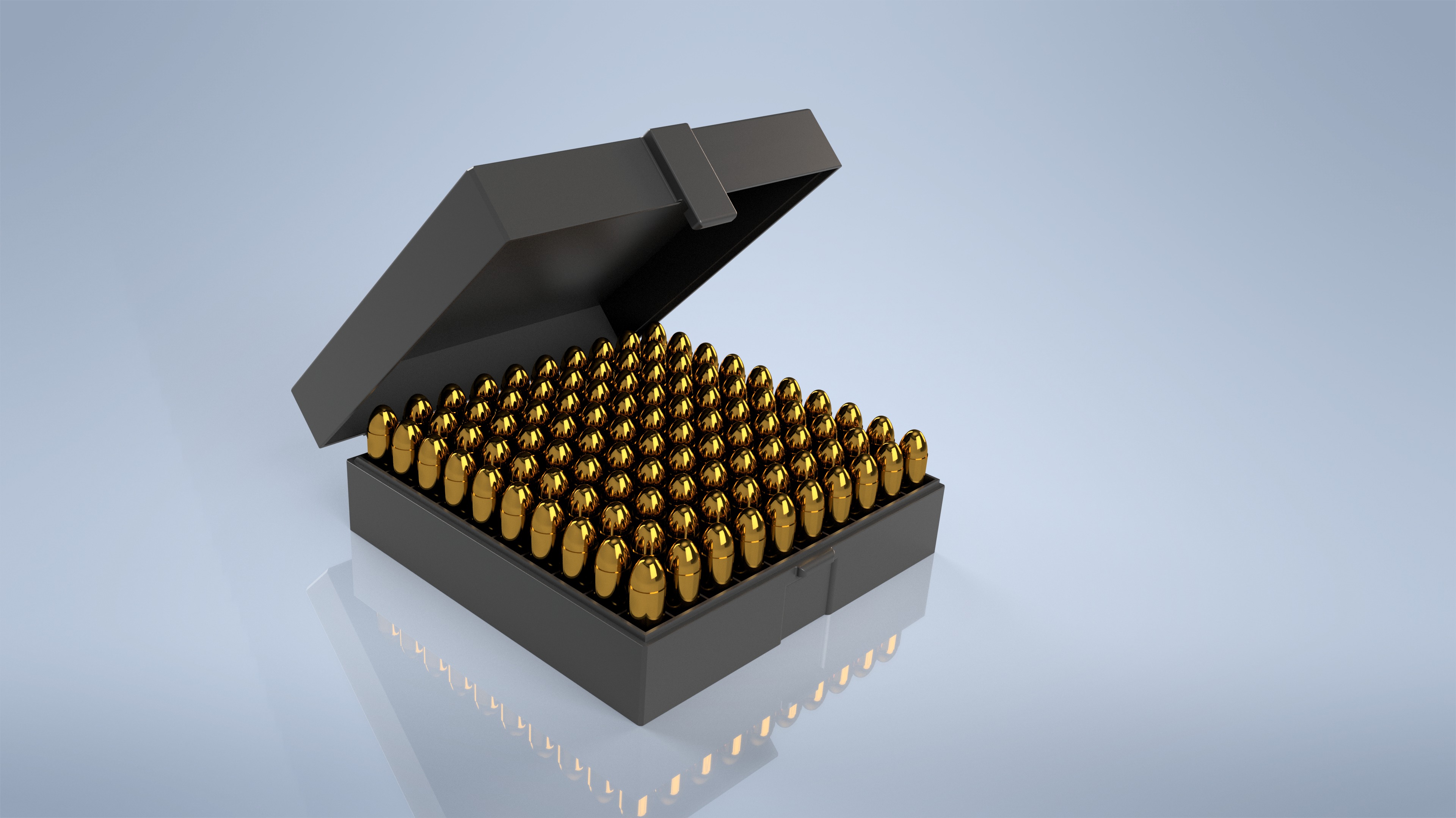 Printable Ammunition box 357 Mag 100r with Storage pins 3D print model_1