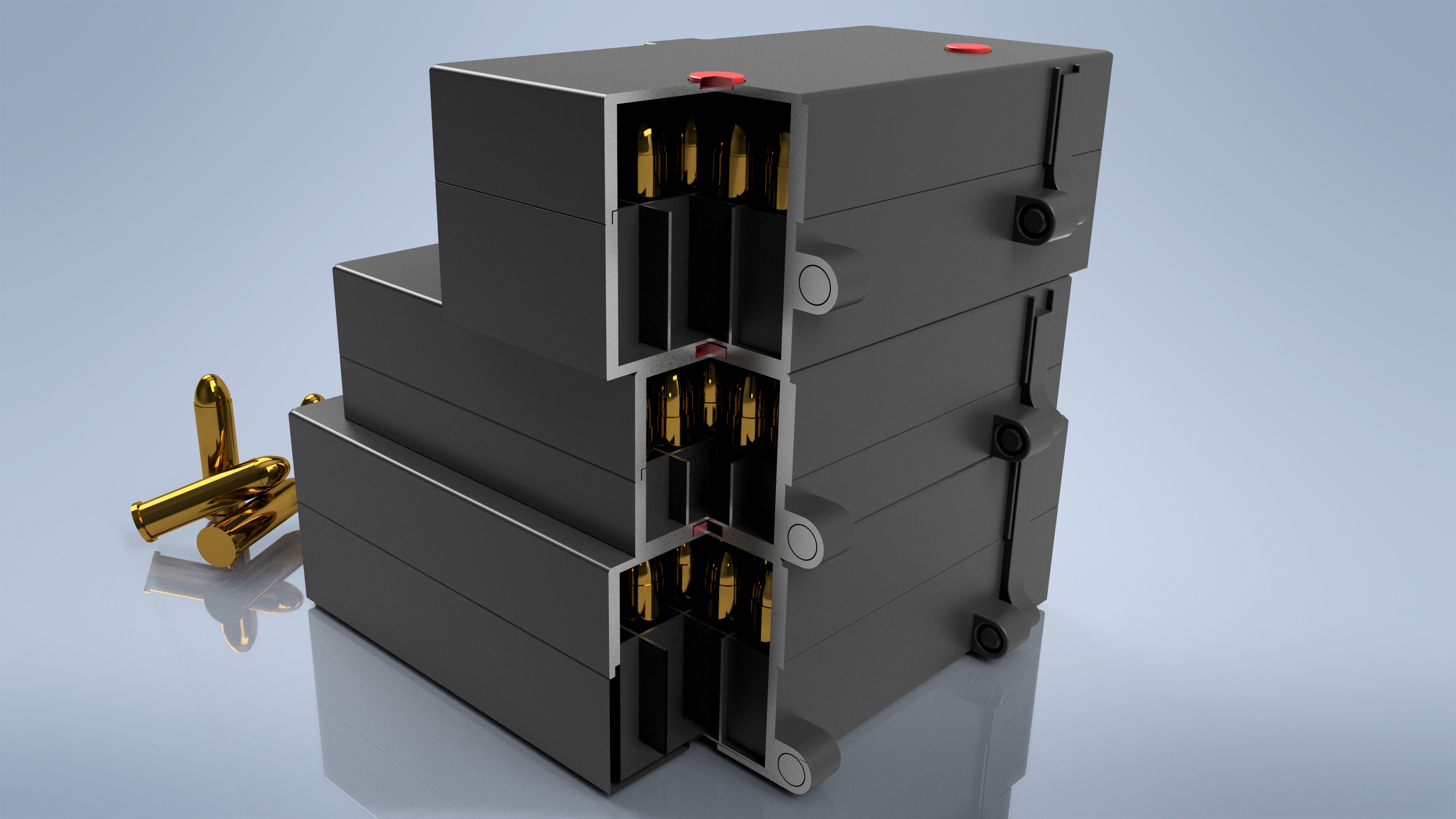 Printable Ammunition box 357 Mag 100r with Storage pins 3D print model_3