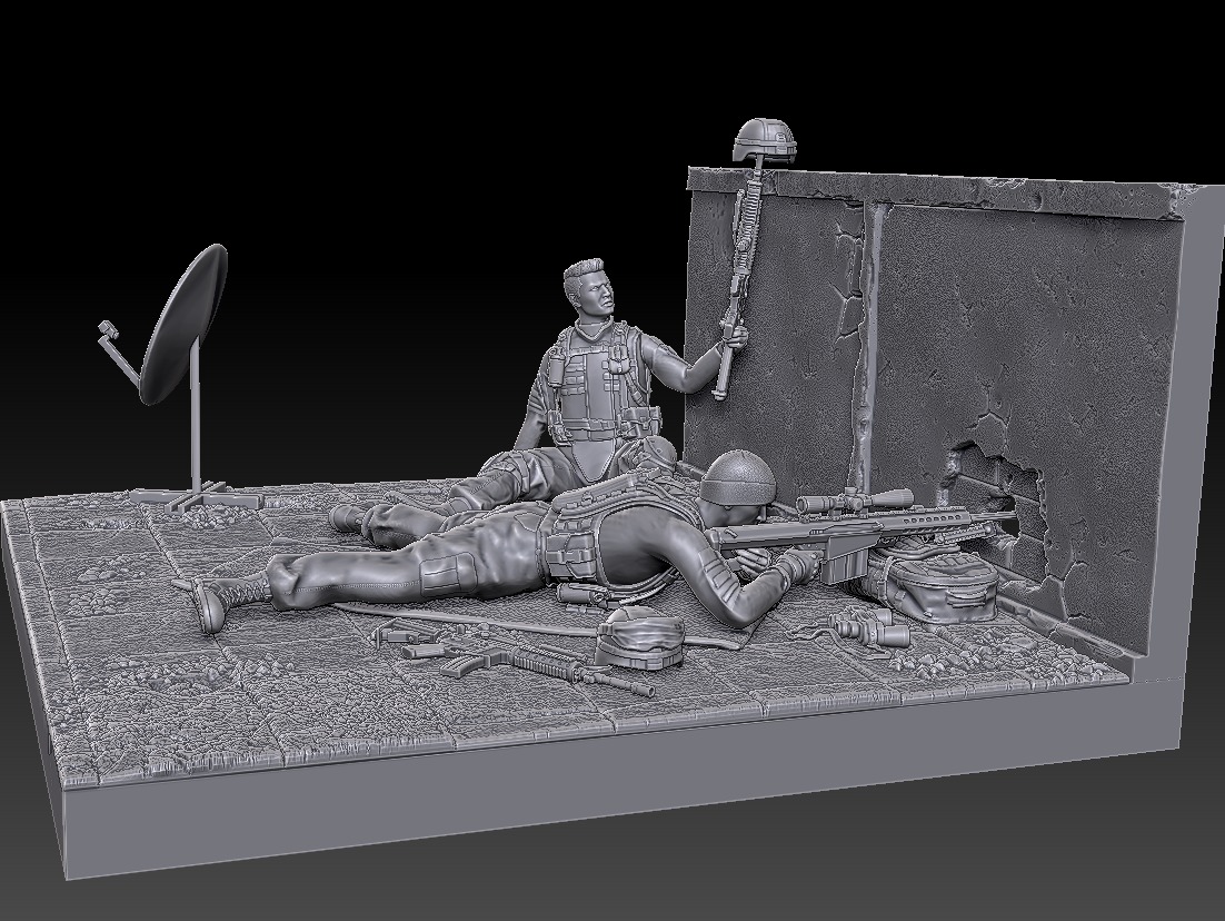US Sniper Team -Diorama 1-35 3D print model_1