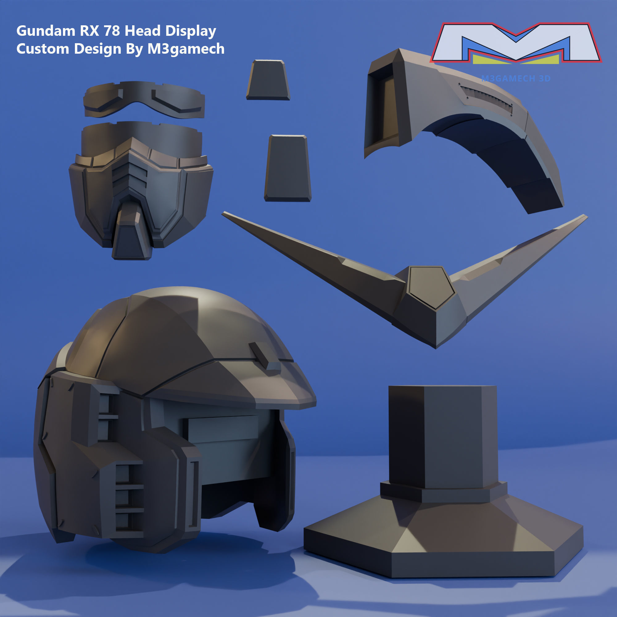 Gundam RX-78 Head Display Custom Version 3D print model_9