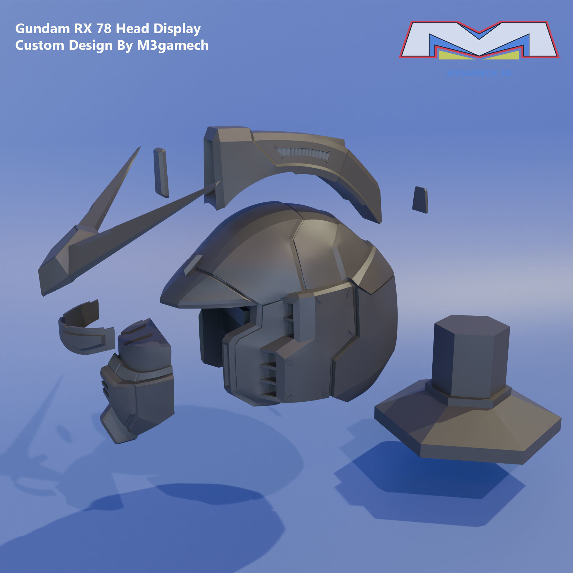 Gundam RX-78 Head Display Custom Version 3D print model_8