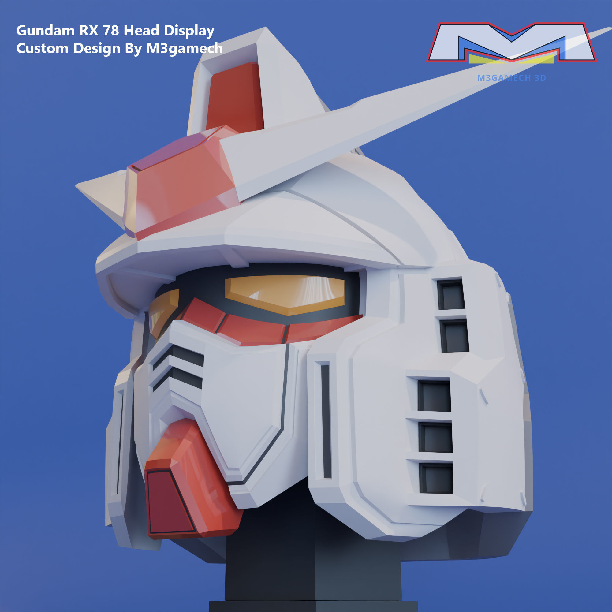 Gundam RX-78 Head Display Custom Version 3D print model_5