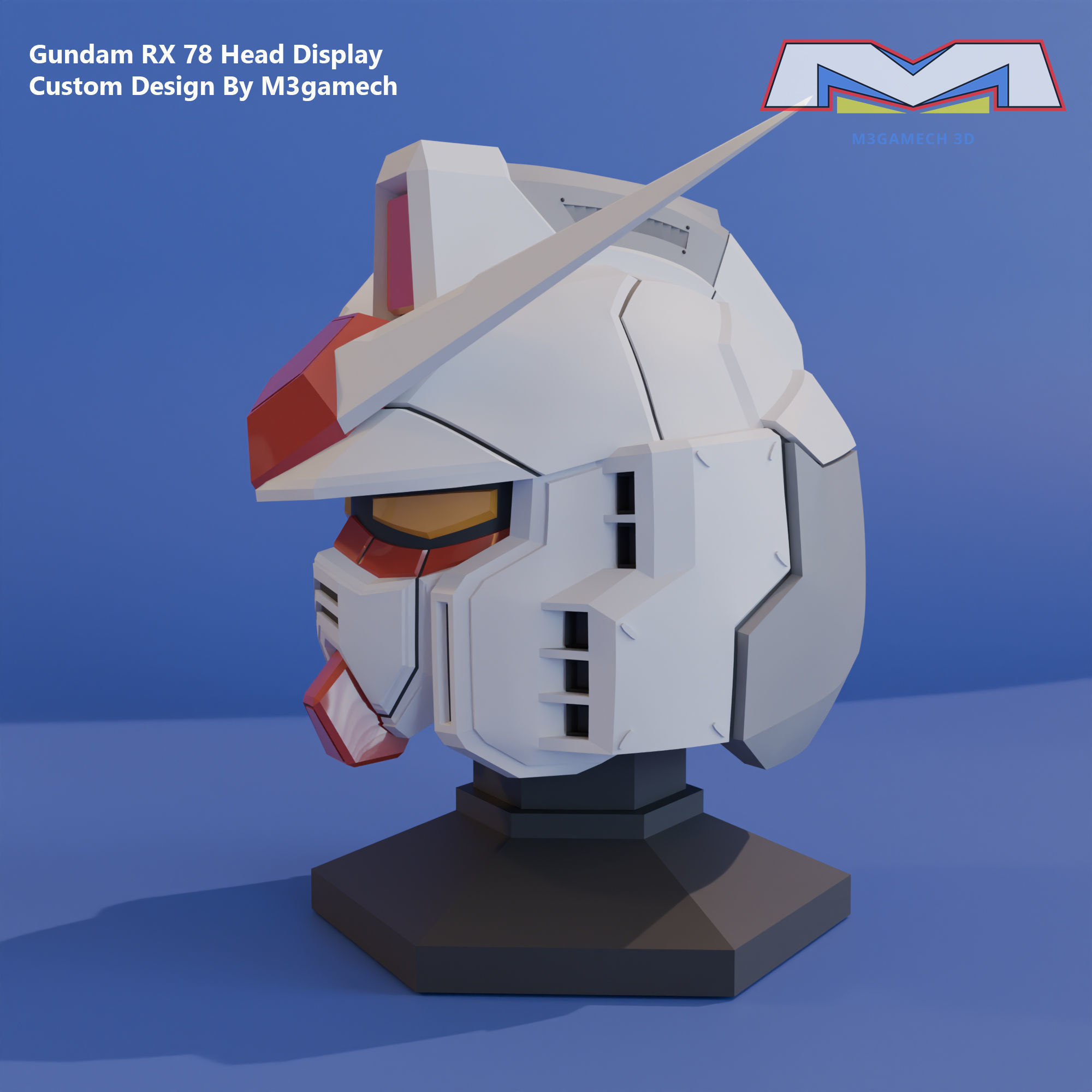 Gundam RX-78 Head Display Custom Version 3D print model_2