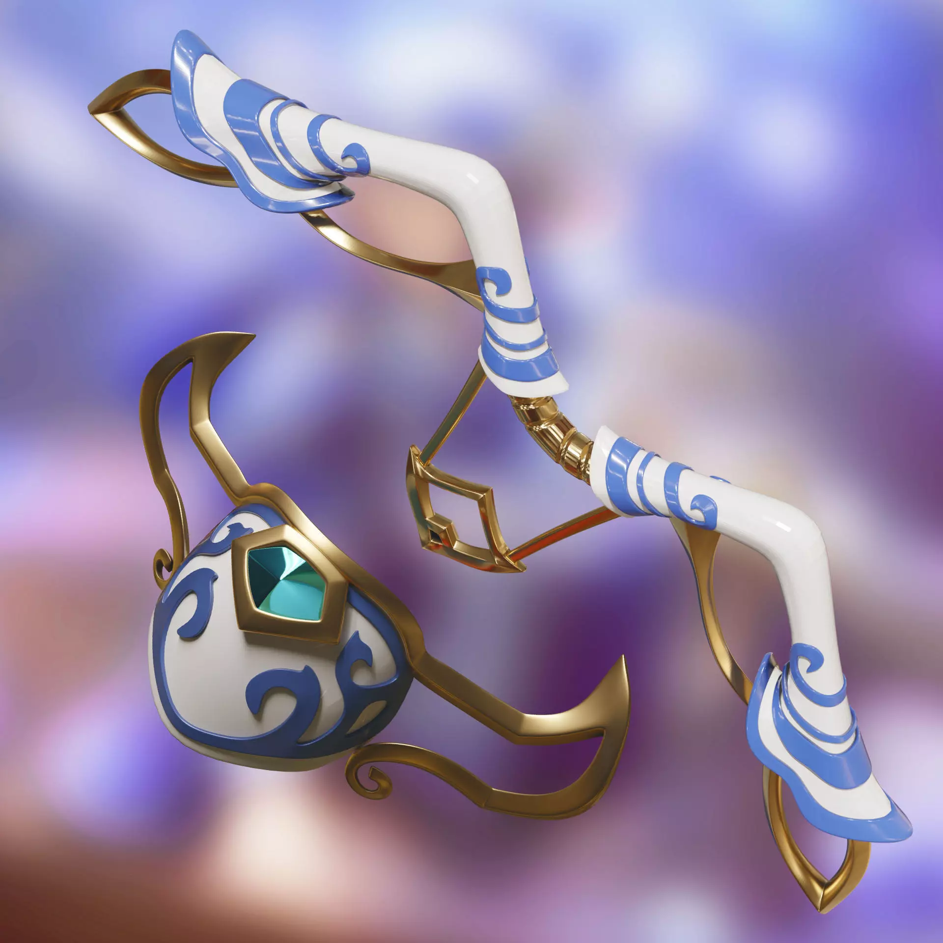 league of legends Porcelain Kindred mask and bow 3D print model_0