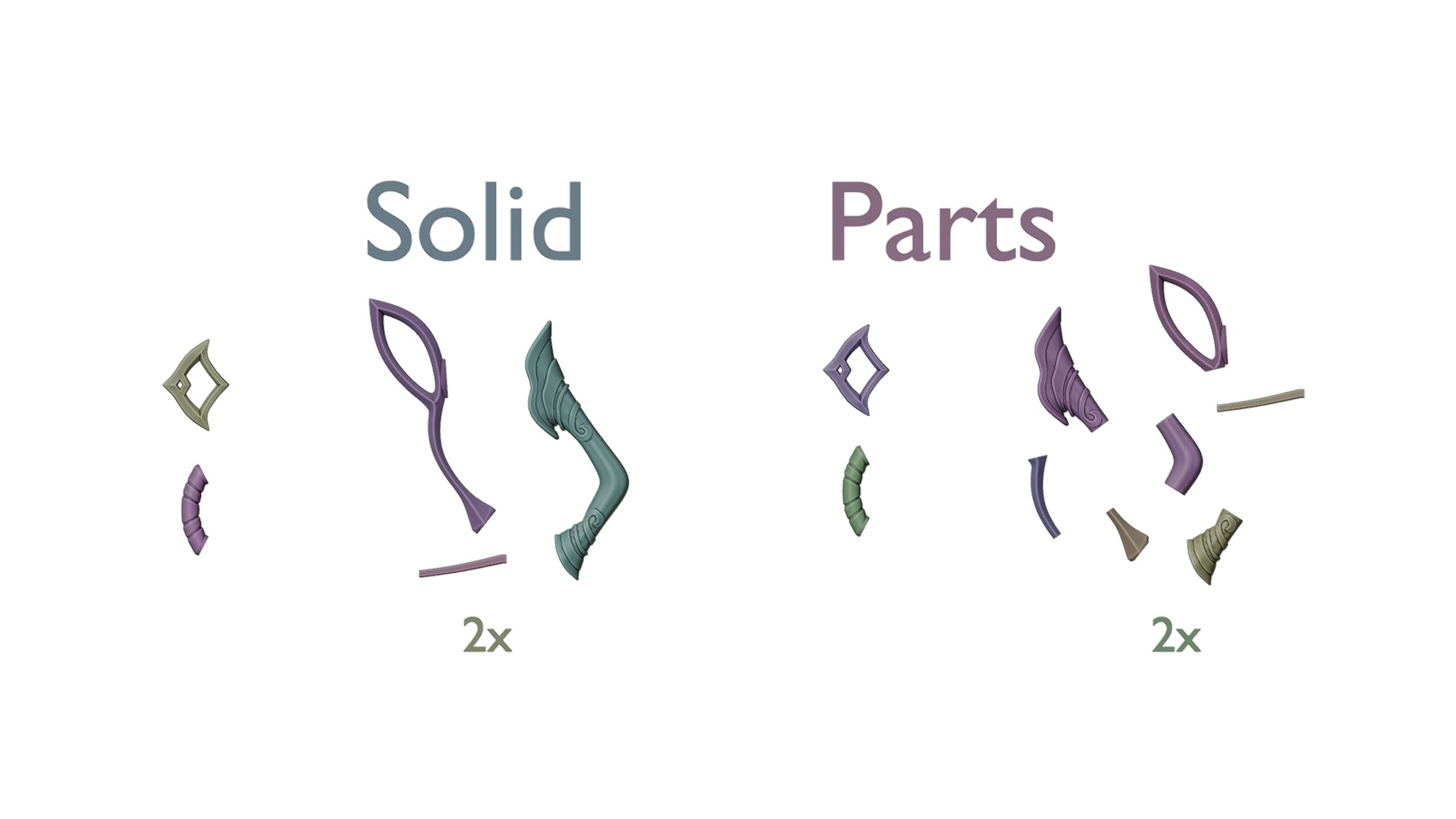 league of legends Porcelain Kindred mask and bow 3D print model_4