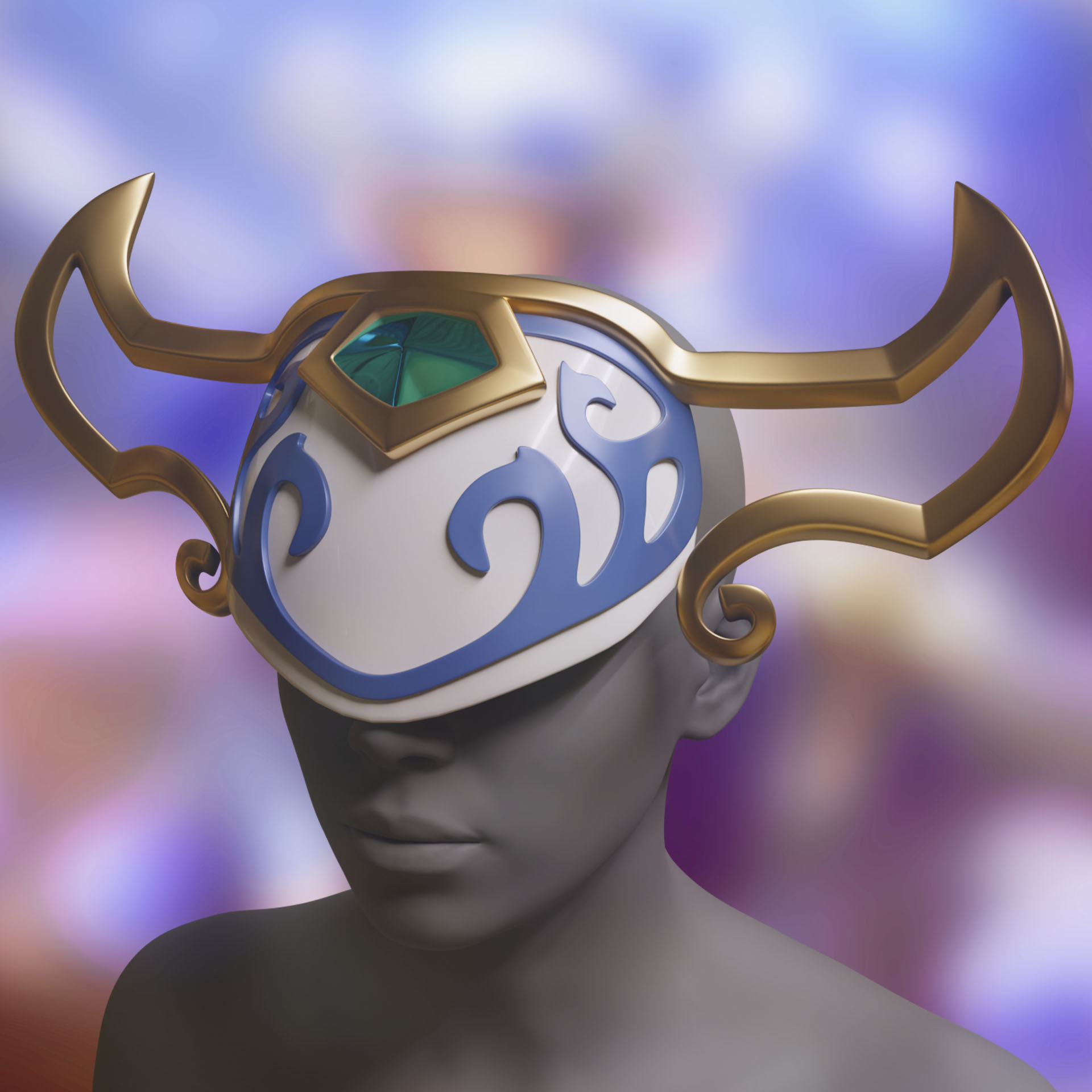 league of legends Porcelain Kindred mask and bow 3D print model_7